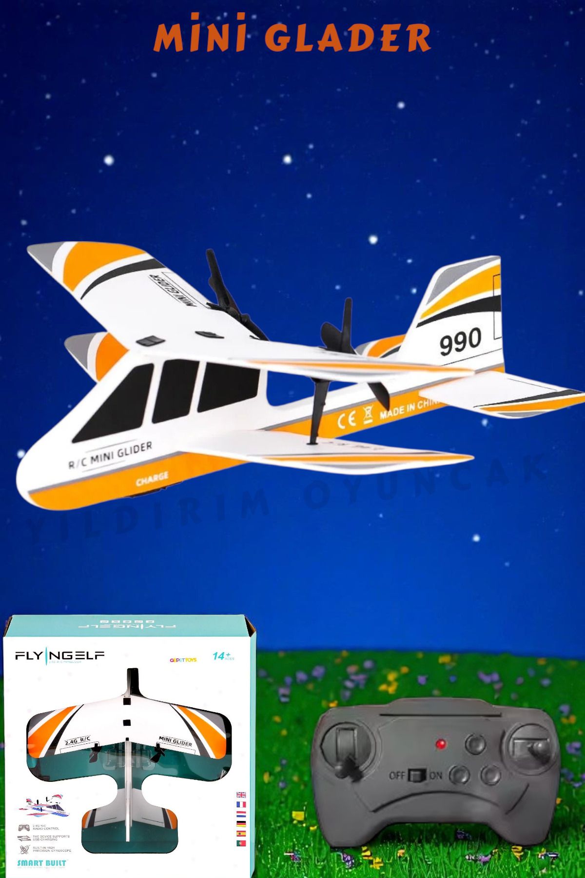 YILDIRIM OYUNCAK Led Işıklı Uzaktan Kumandalı Mini Glider 22 cm - Şarjlı Mini Glider Kumandalı Oyuncak