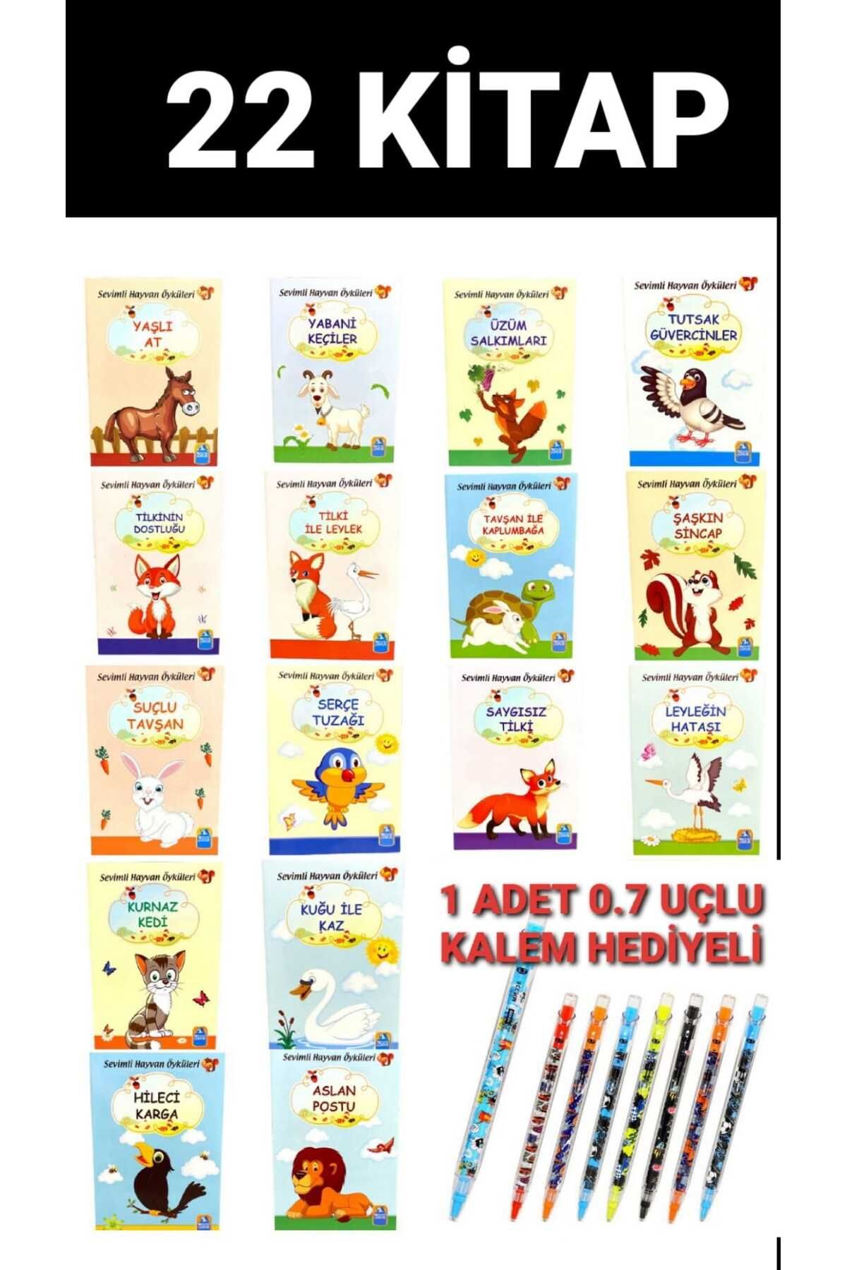 yuka yayıncılık HEDİYELİ 1,SINIF HİKAYE 22 ADET Sevimli Hayvanlar Hikaye Seti + 0,7 UÇ'LU KALEM