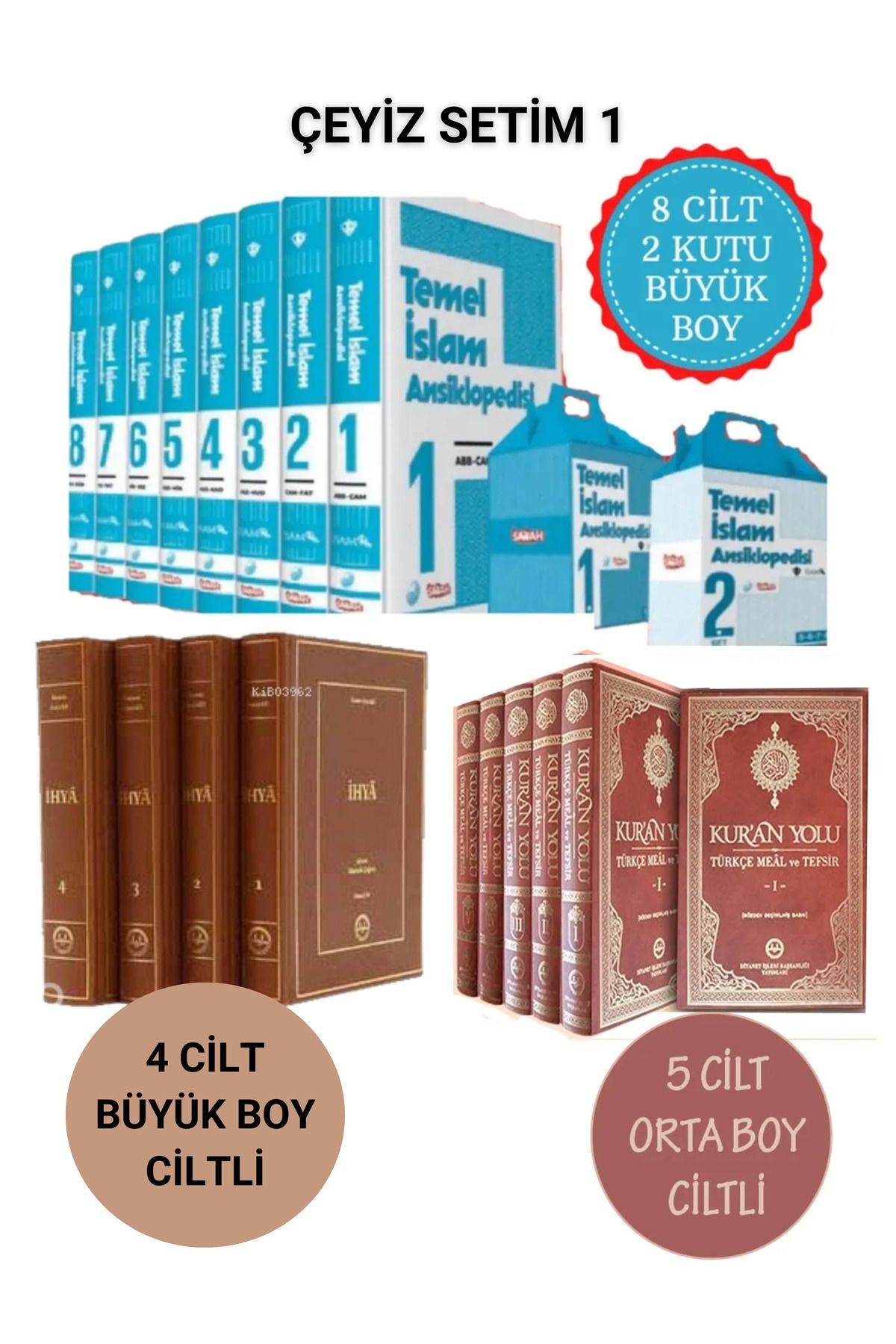 Diyanet İşleri Başkanlığı Kuran Yolu Tefsiri - İhyau Ulumiddin - Temel Islam Ansiklopedisi 3 Lü Set 17 Cilt Çeyiz Kitap Seti