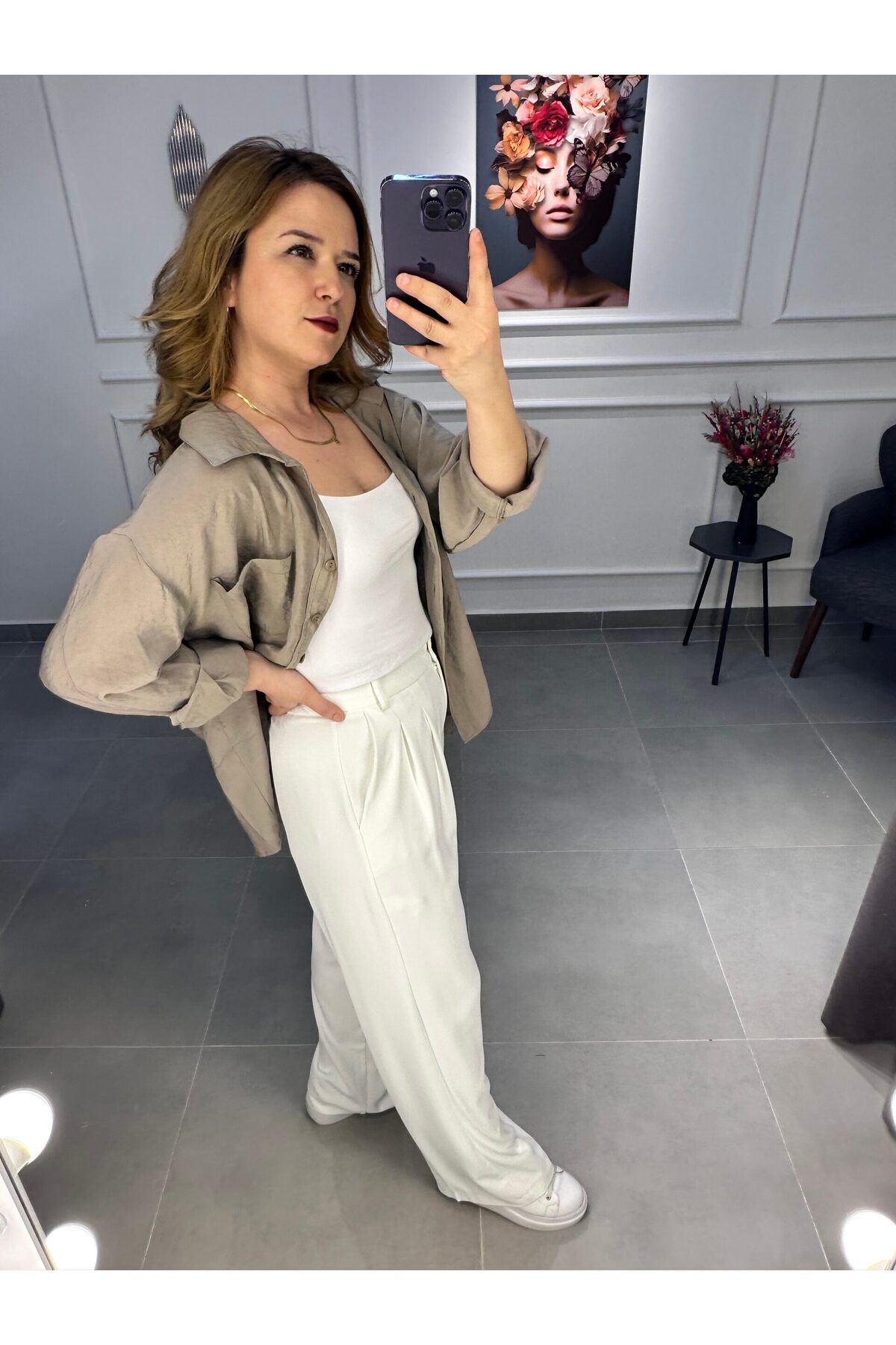Butik Kadın Palazzo Beyaz Pantolon