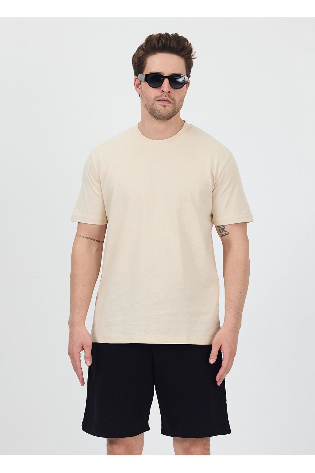 gothamvibes Erkek Basic Krem T-Shirt