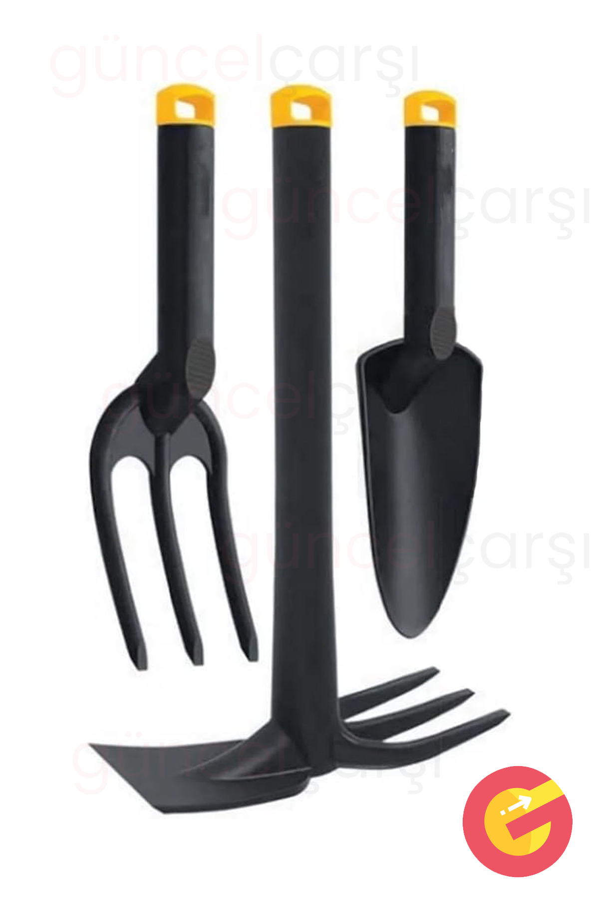 Rigid Plastic Triple Garden Set, Hobby Shovel Anchor Rake Gardener Set, High Pressure Resistant Body
