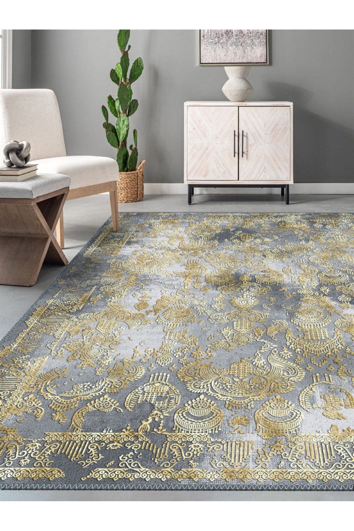 Serteks Ginter Eskitme Desen Dokuma Taban Salon - Oturma Odası Halısı