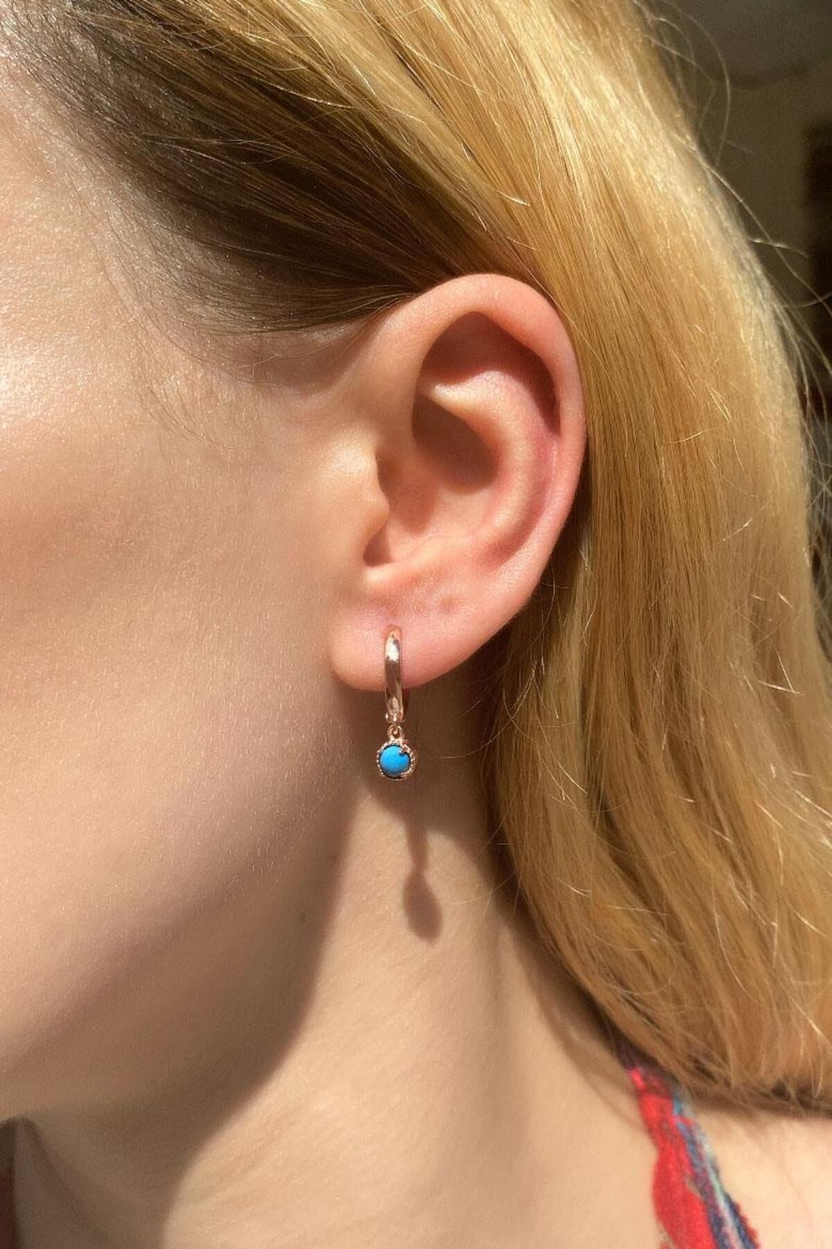 Spossy Silver Jewelry Minimal Yuvarlak Taşlı Küpe