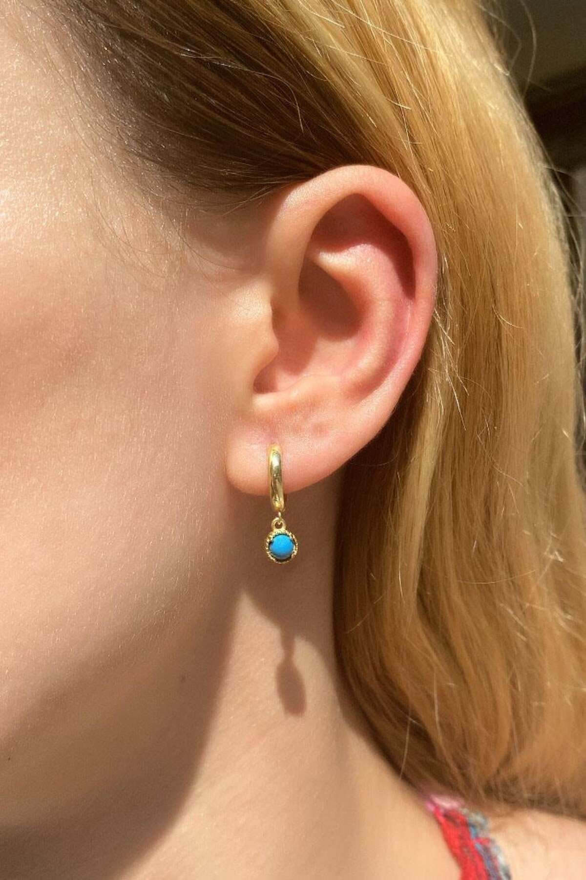 Spossy Silver Jewelry Minimal Yuvarlak Taşlı Küpe