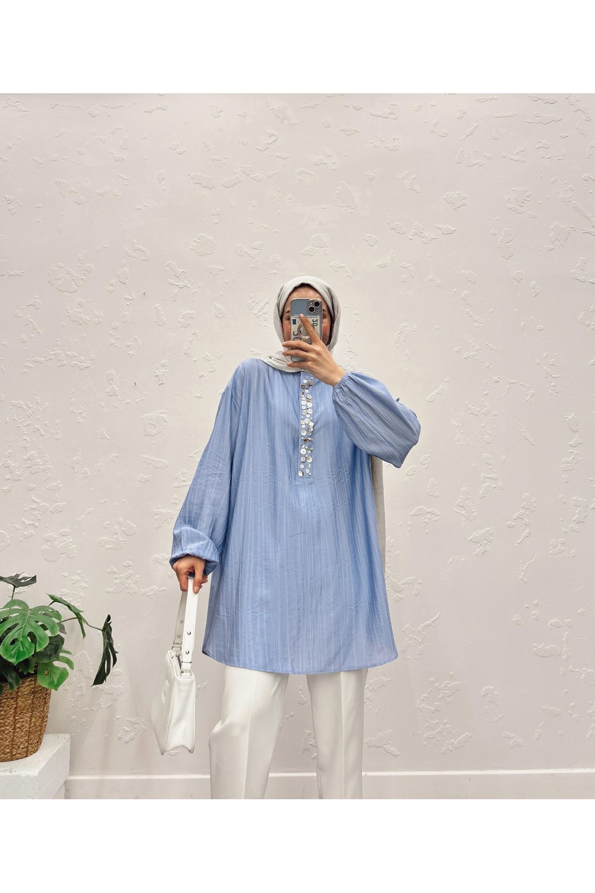 RİMA Rima Collection İnci Detaylı Dökümlü Tunik