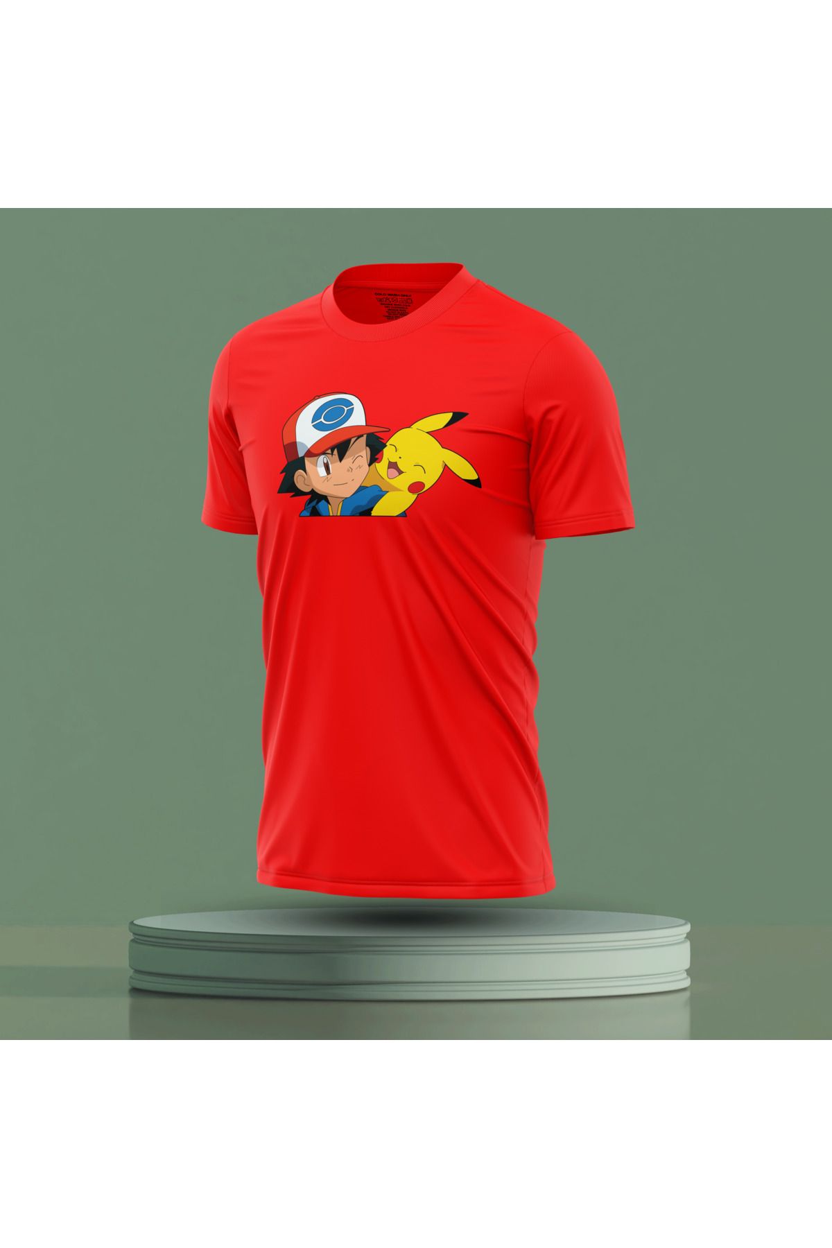 Bulvar Lee Erkek Sıfır Yaka Pikachu Baskılı Yazlık T-Shirt