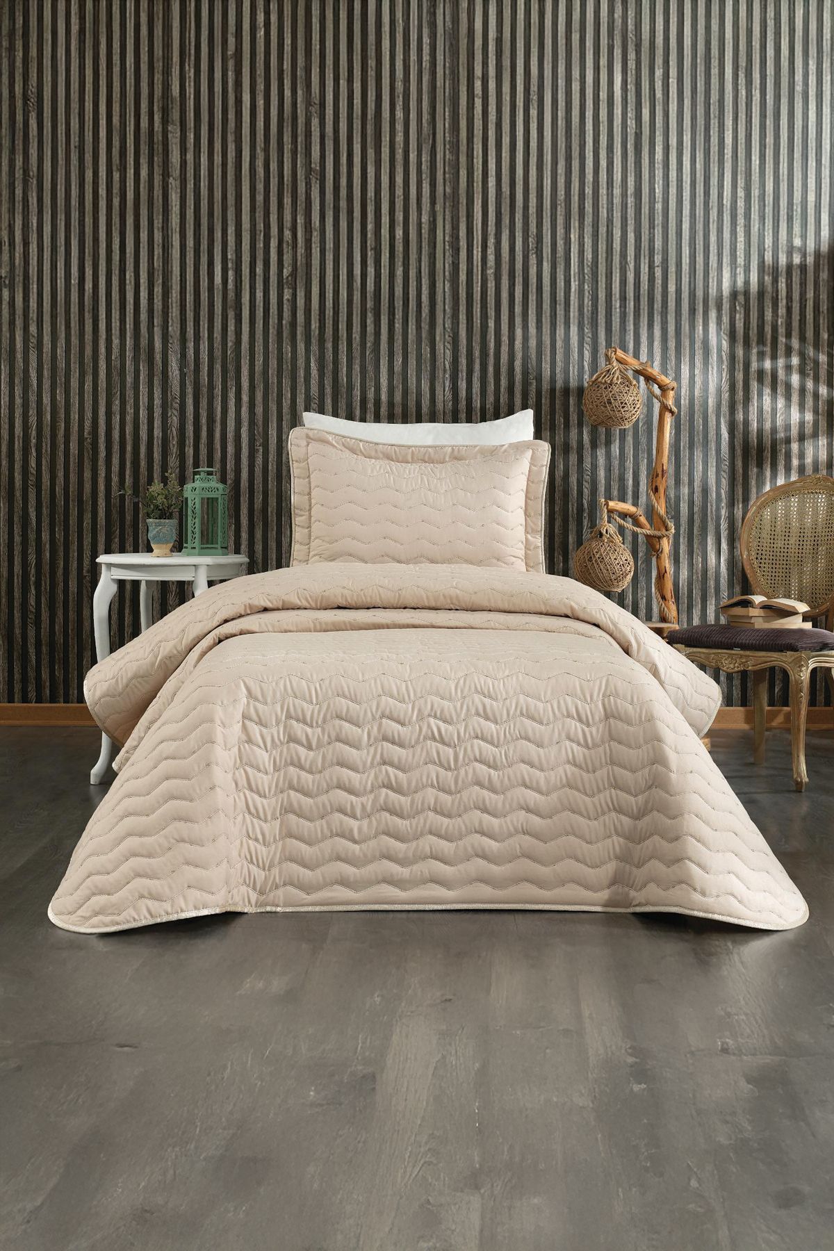 Bonny Home Kapuçino Ipeksi Dokulu Modern Ve Sade Tek Kişilik Yatak Örtüsü Takımı