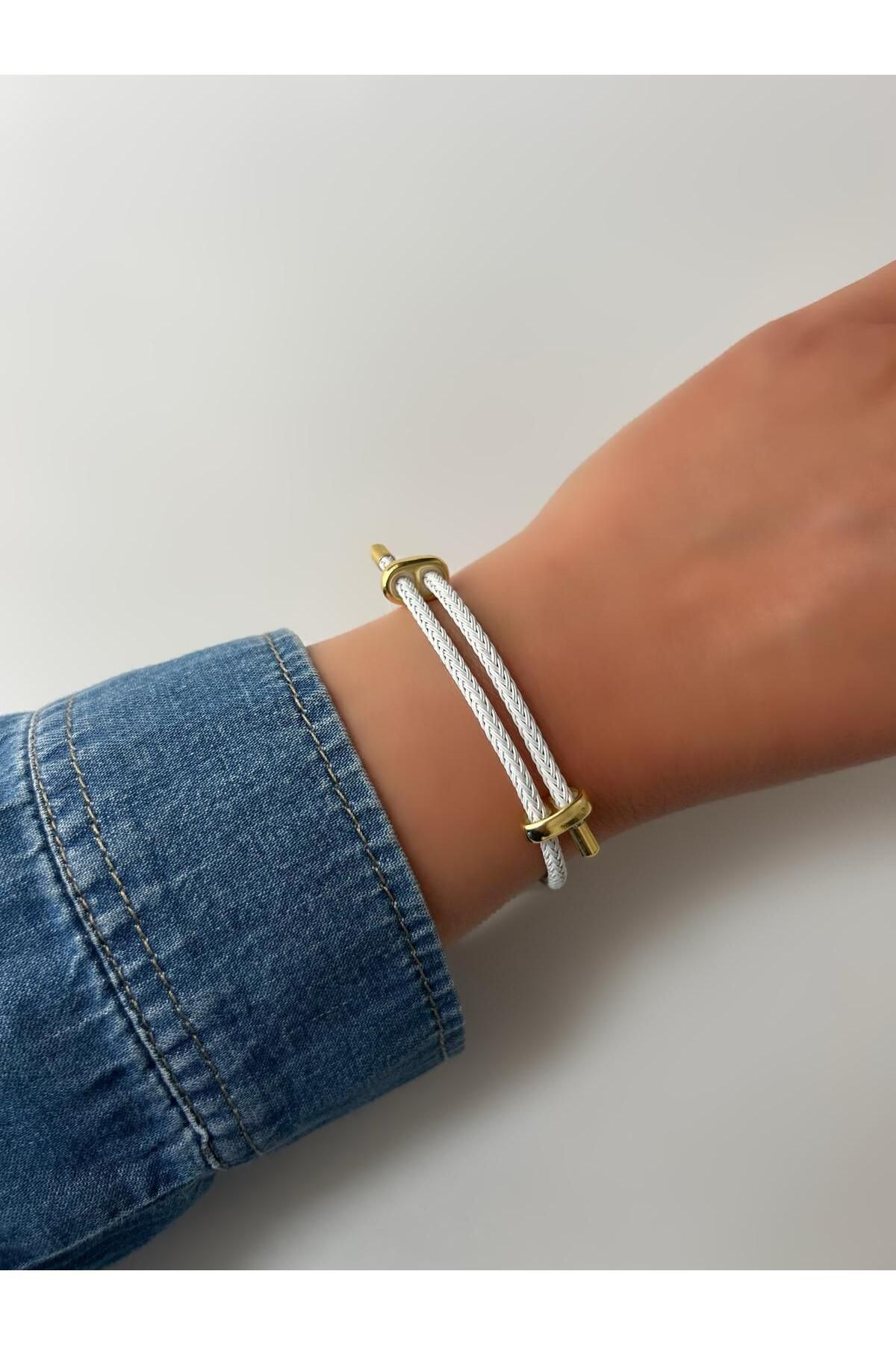ecekypnrjewelry AYARLANABİLİR BEYAZ DERİ İP BİLEKLİK
