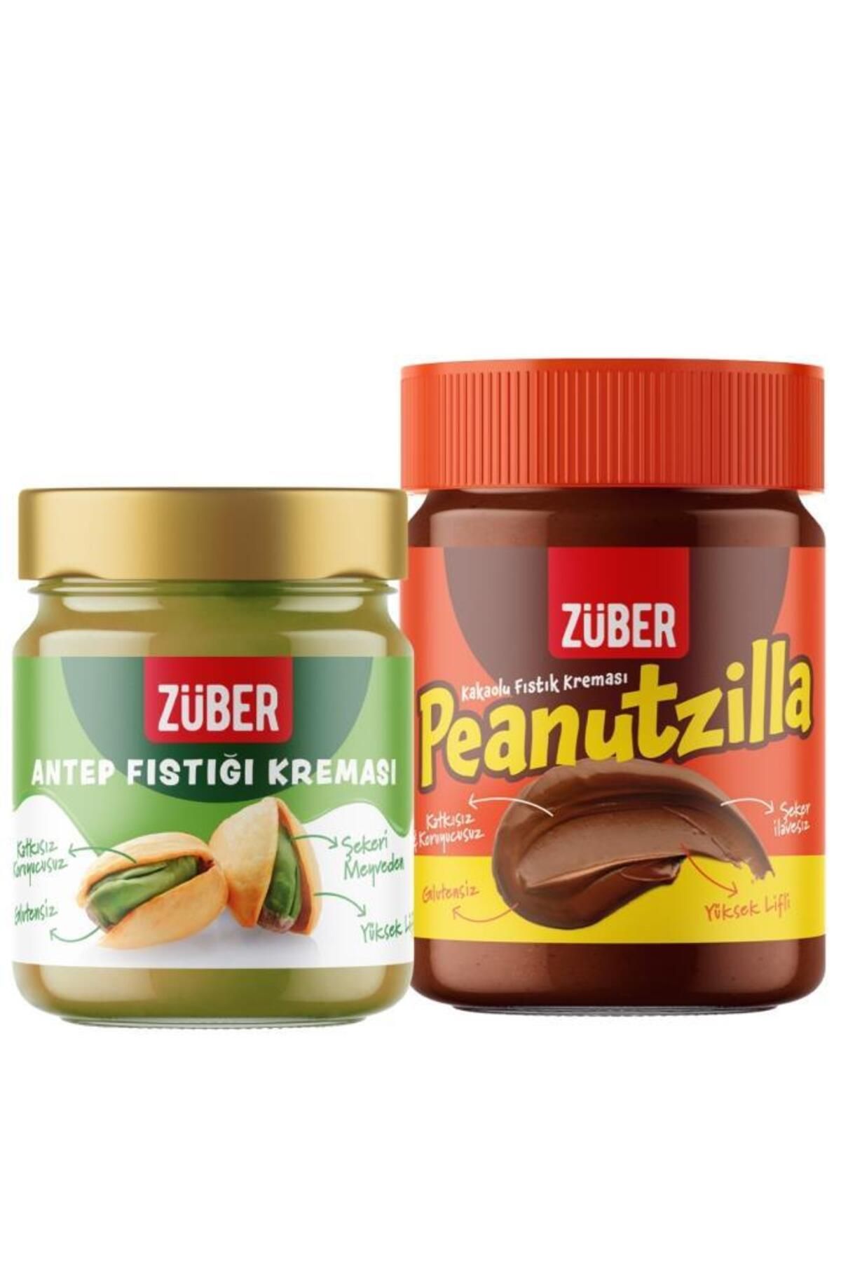 Züber Antep Fıstığı Kreması 200 g + Peanutzilla Kakaolu Fıstık Kreması 315 g