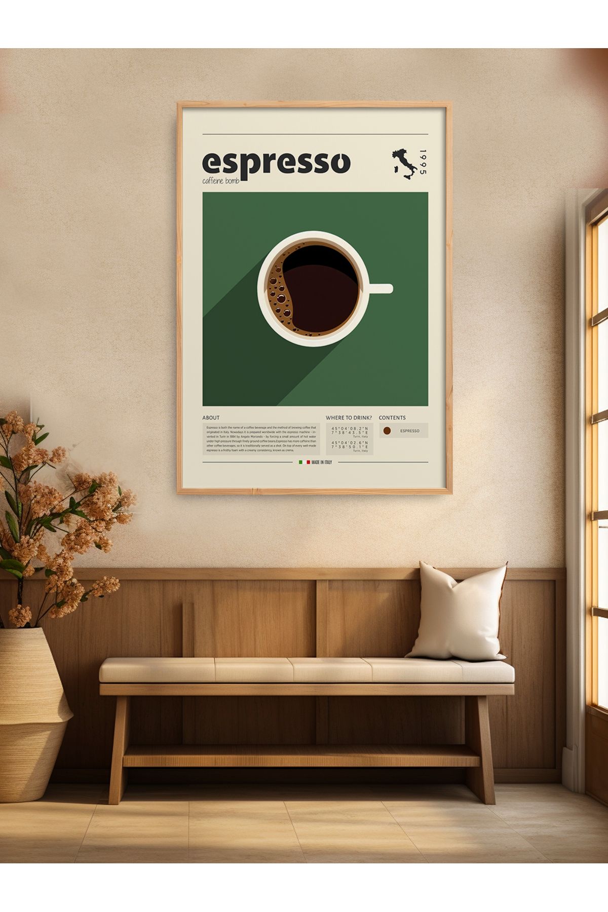 HOMEPACK Tekli Ahşap Çerçeveli Tablo Tek Parça Poster Tablo TK/1435