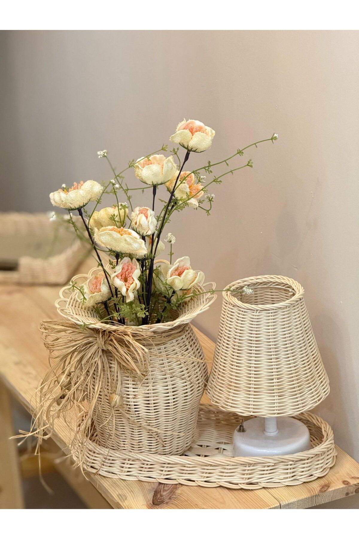 Maison Avf 4'lü Rattan Somon Gelincik Vazo Set