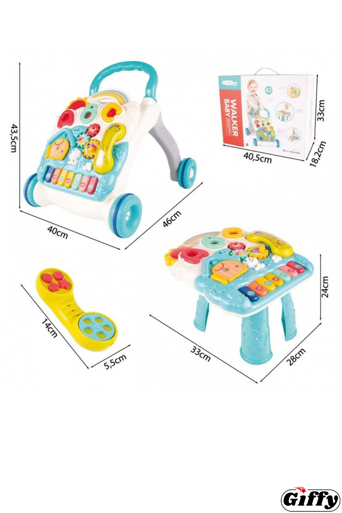 giffy Yürüteç Piyanolu Sesli Işıklı 4 Farklı Mod ile Yürümeye Yardımcı Aktivite Masası Fonksiyonlu Yürüteç fotoğrafı 3 (önizleme)