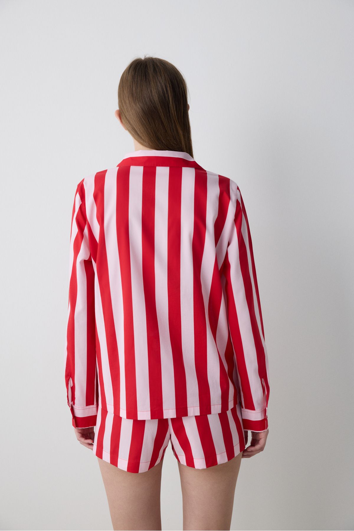 Penti-Lilah Striped Shirt Shorts Red Pajama Set - Penti Loves Paris Collection 6