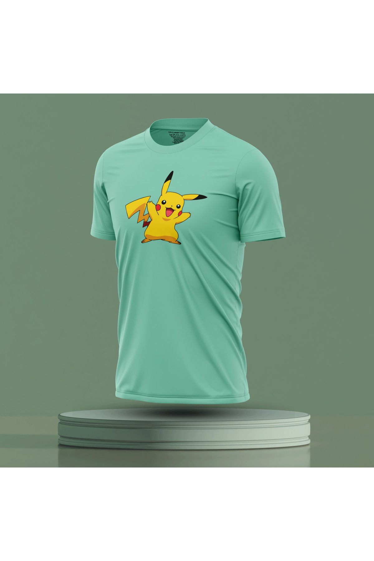Bulvar Lee Erkek Sıfır Yaka Pikachu Baskılı Yazlık T-Shirt