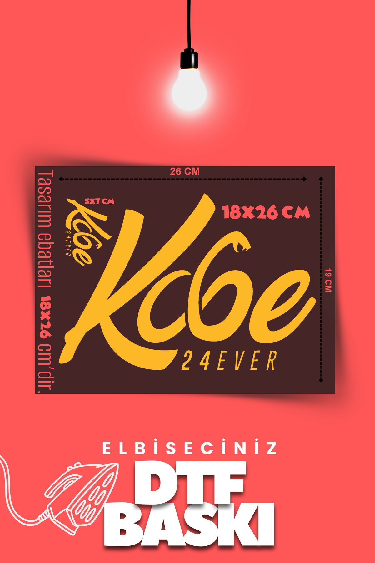 VİZYON İKRA "KOBE" Temalı Ütü ile Yapışan Tişört Tekstil Transfer Premium Dtf Baskı