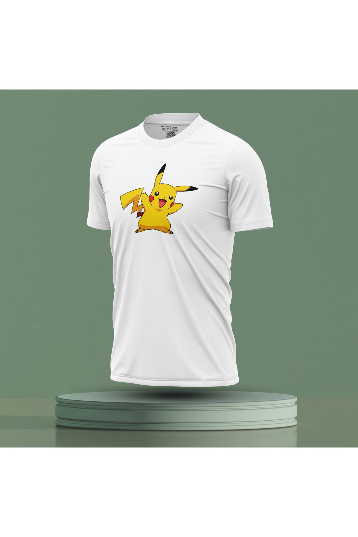 Bulvar Lee Erkek Sıfır Yaka Pikachu Baskılı Yazlık T-Shirt