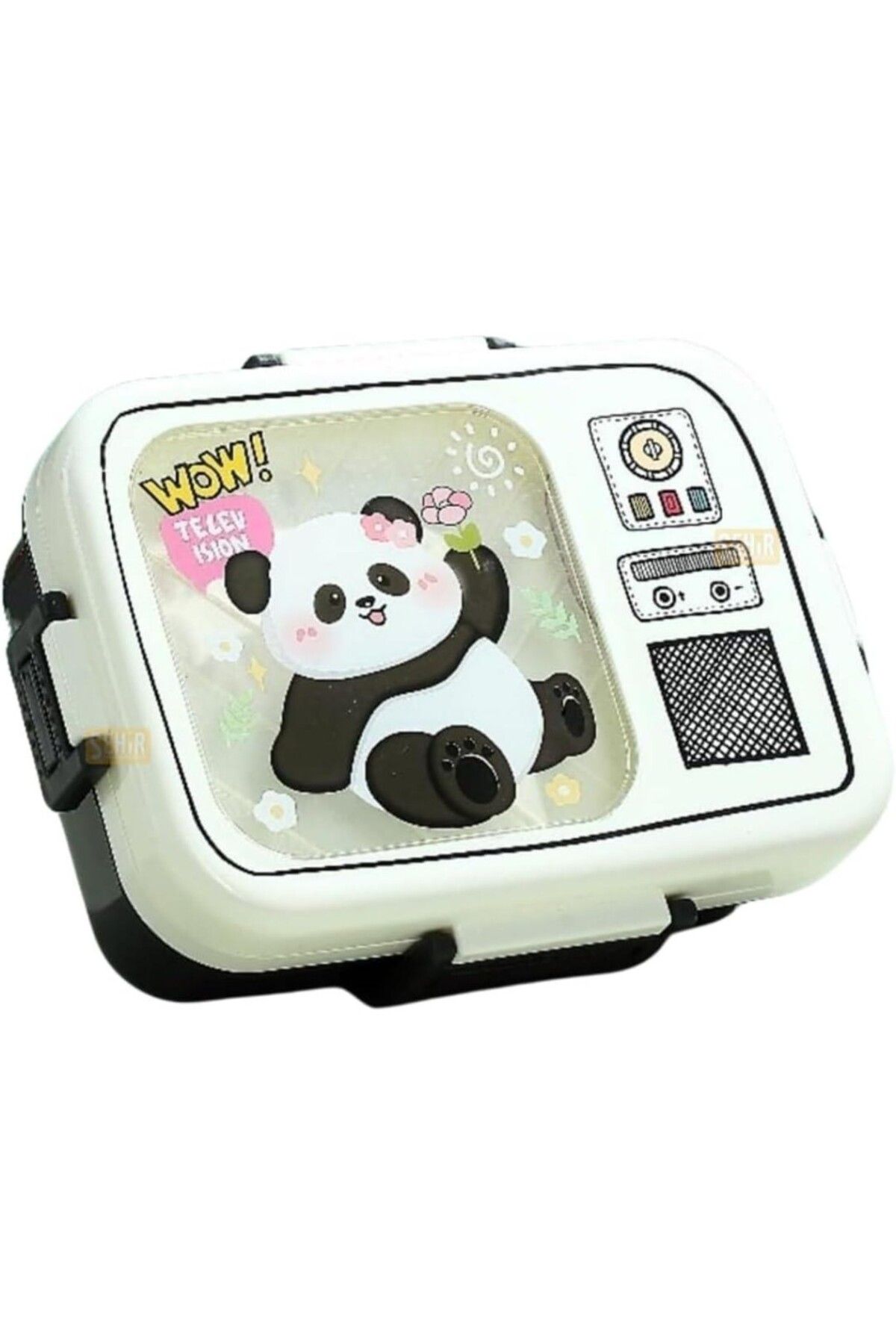 Vagonlife Bento 820ml Lunchbox Tek Katlı 3 Bölmeli Paslanmaz Çelik (BEYAZ PANDA)