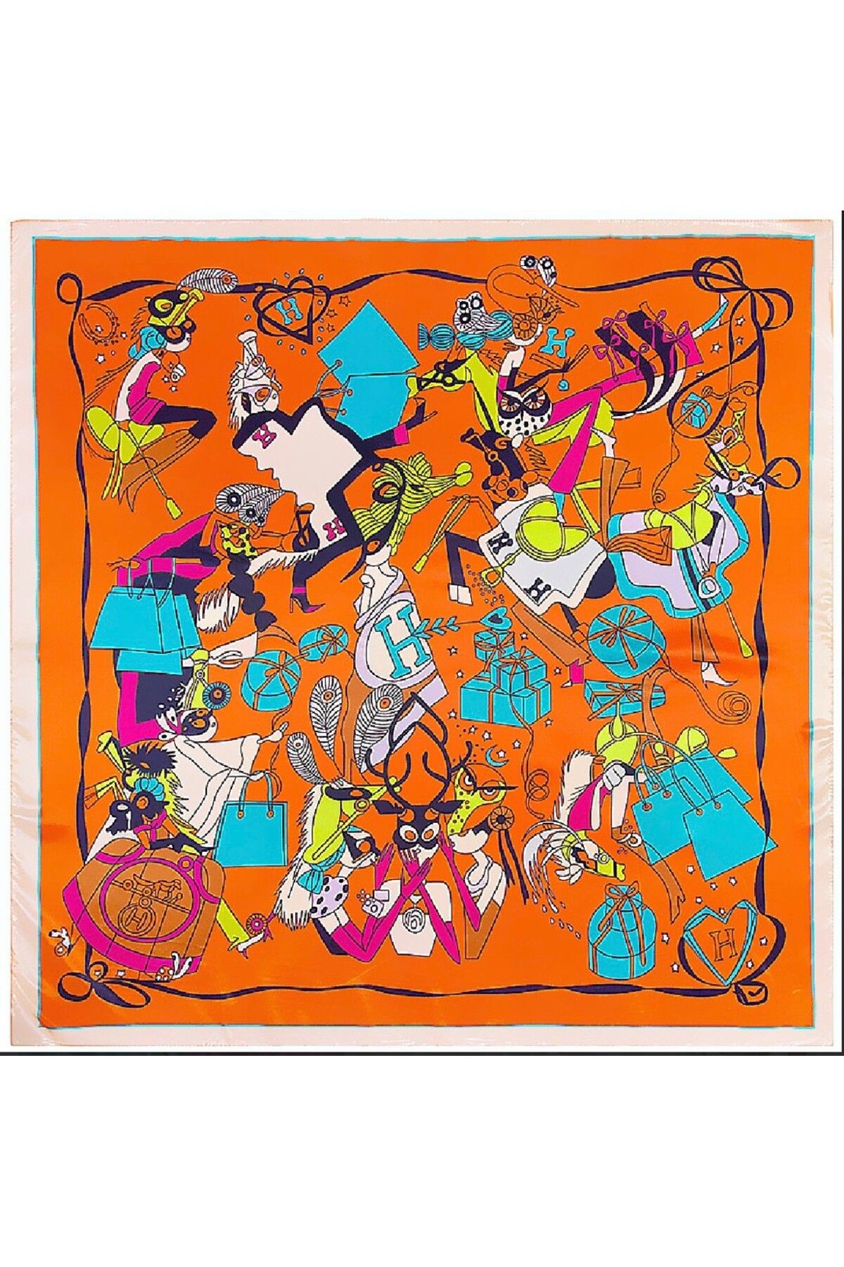 CHARMLUCKY RENKLİ DESENLİ ŞAL-FULAR 90X90 CM