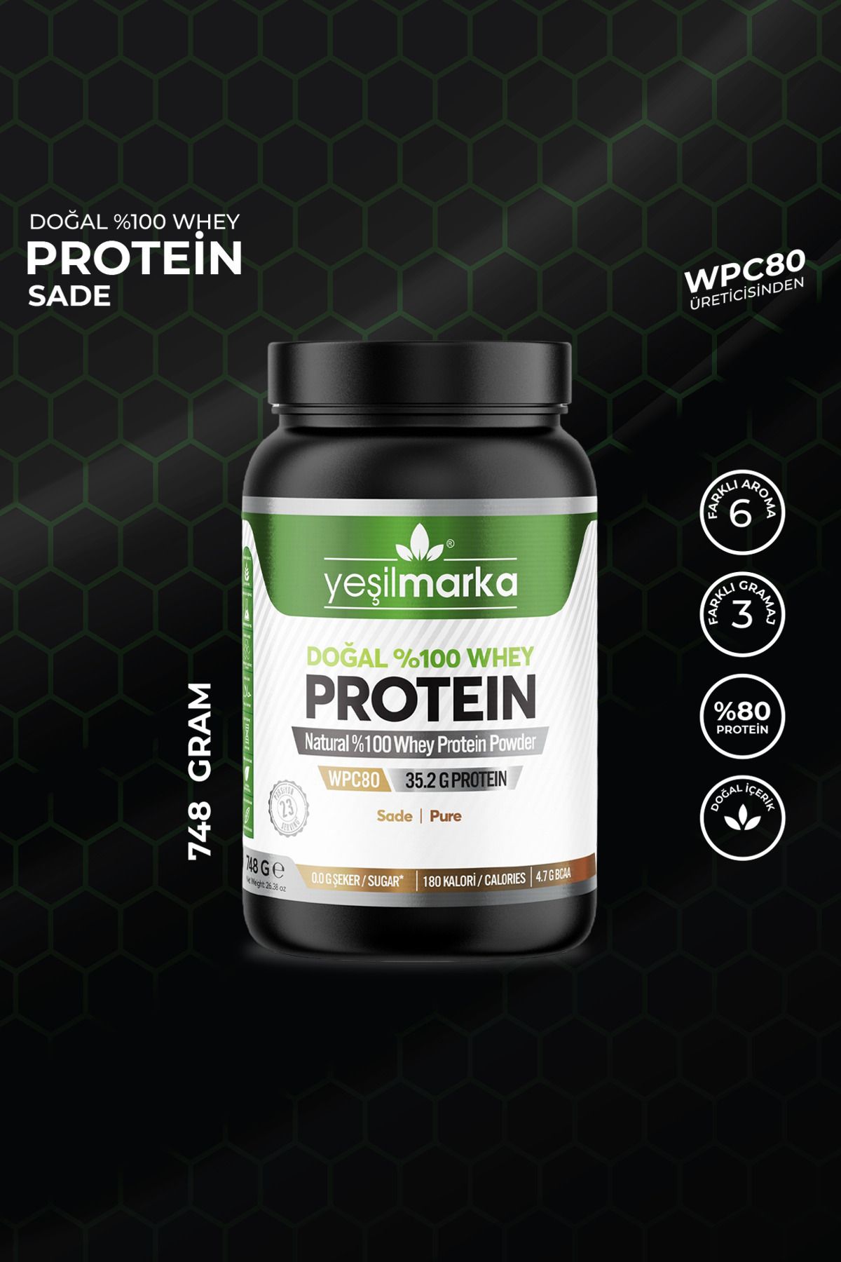 Doğal Whey Protein Tozu - Sade 748g