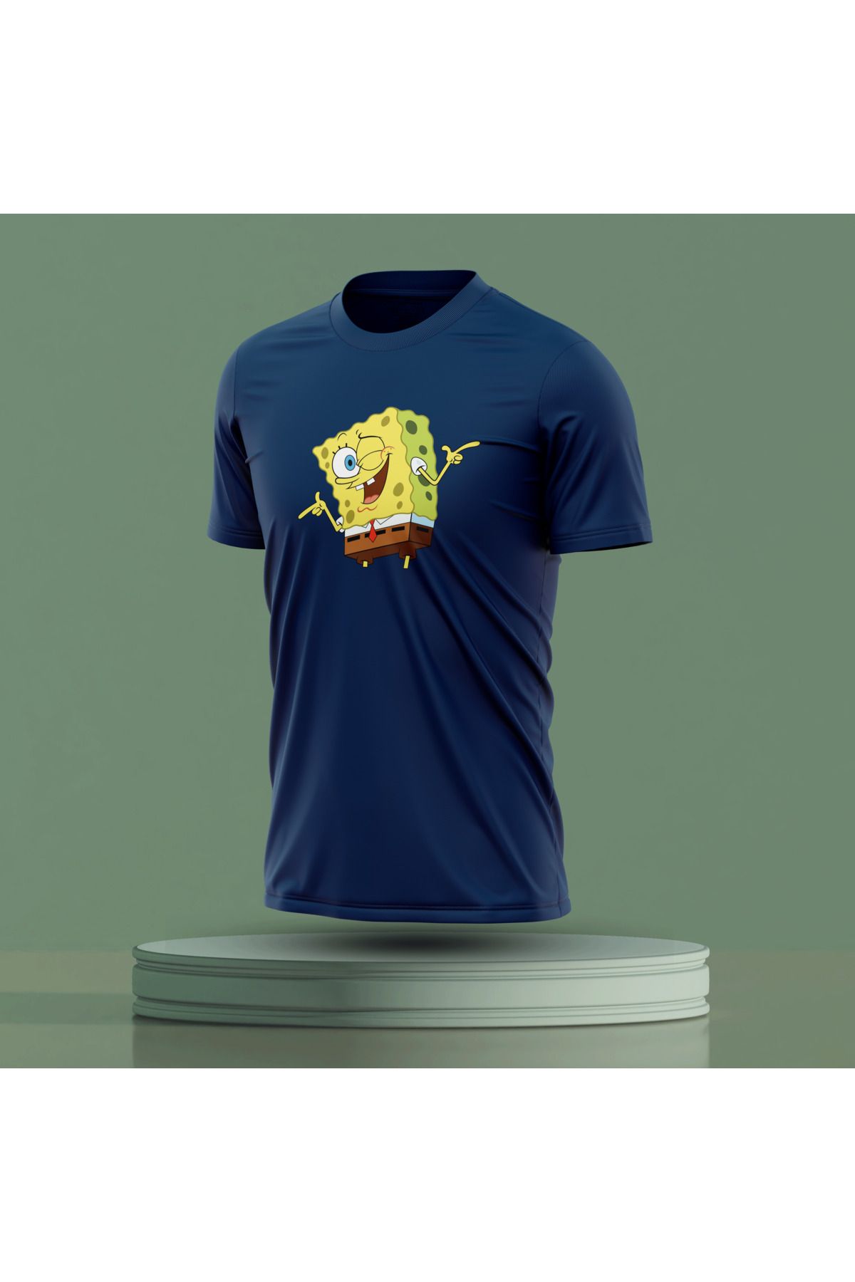 Bulvar Lee Erkek Sıfır Yaka SpongeBob Baskılı Yazlık T-Shirt