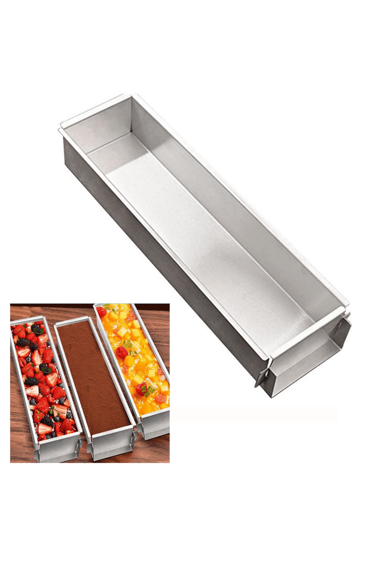 intime endüstriyel mutfak Paslanmaz Tiramisu Pasta Kek Brownie Kalıbı 40x8x8 cm
