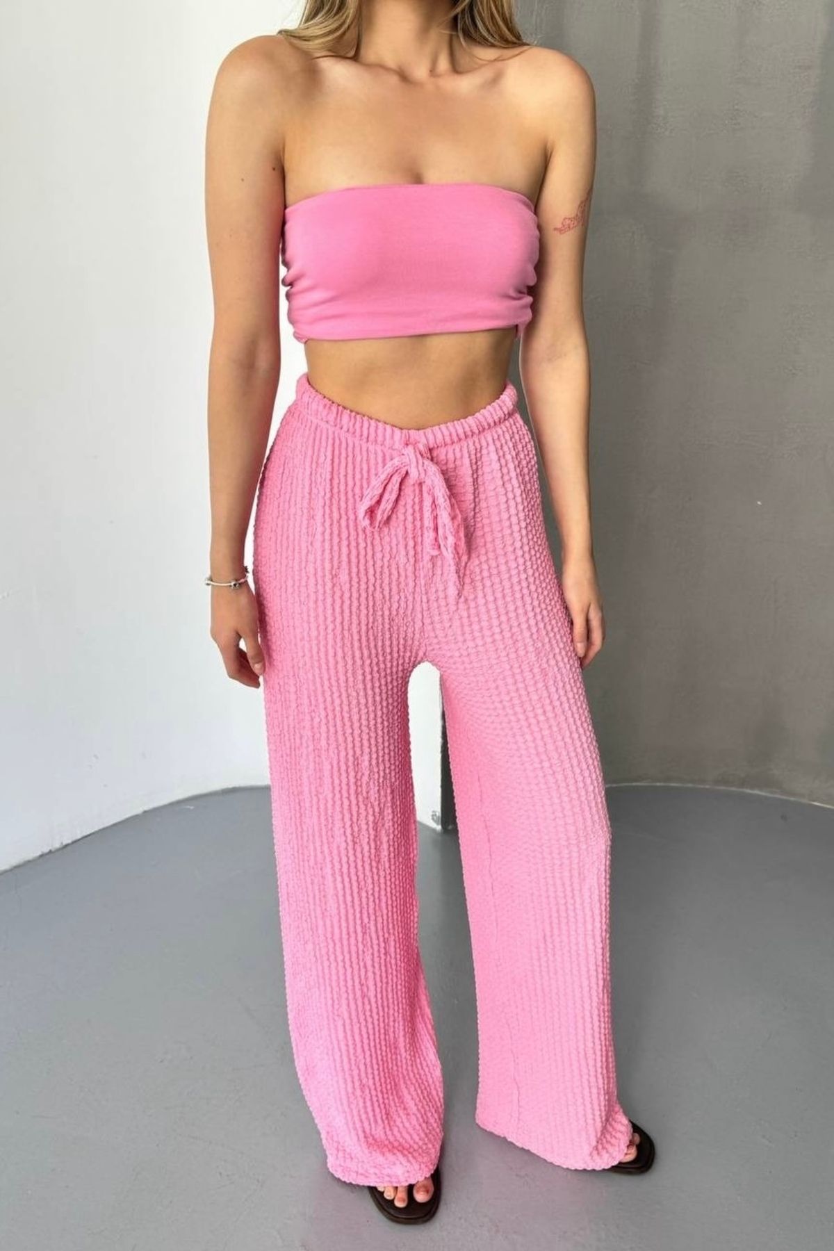 bb butik basic Bol Paça Pantolon ( Ütü İstemeyen Gofre Kumaş ) GF7770