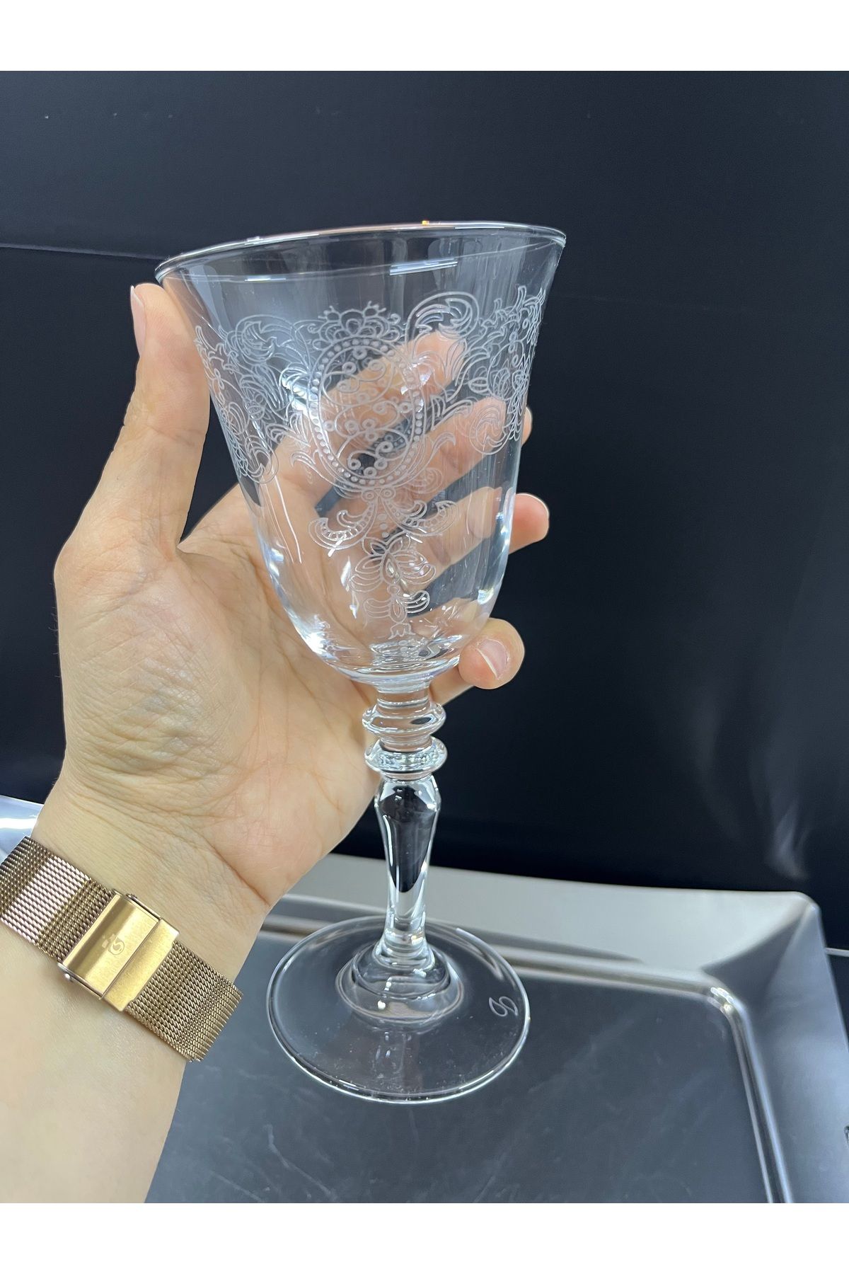 Paşabahçe-Pashabahce 440141 Crown Matte Patterned Trapezoid Goblet 270 Cc 1 Ad 3