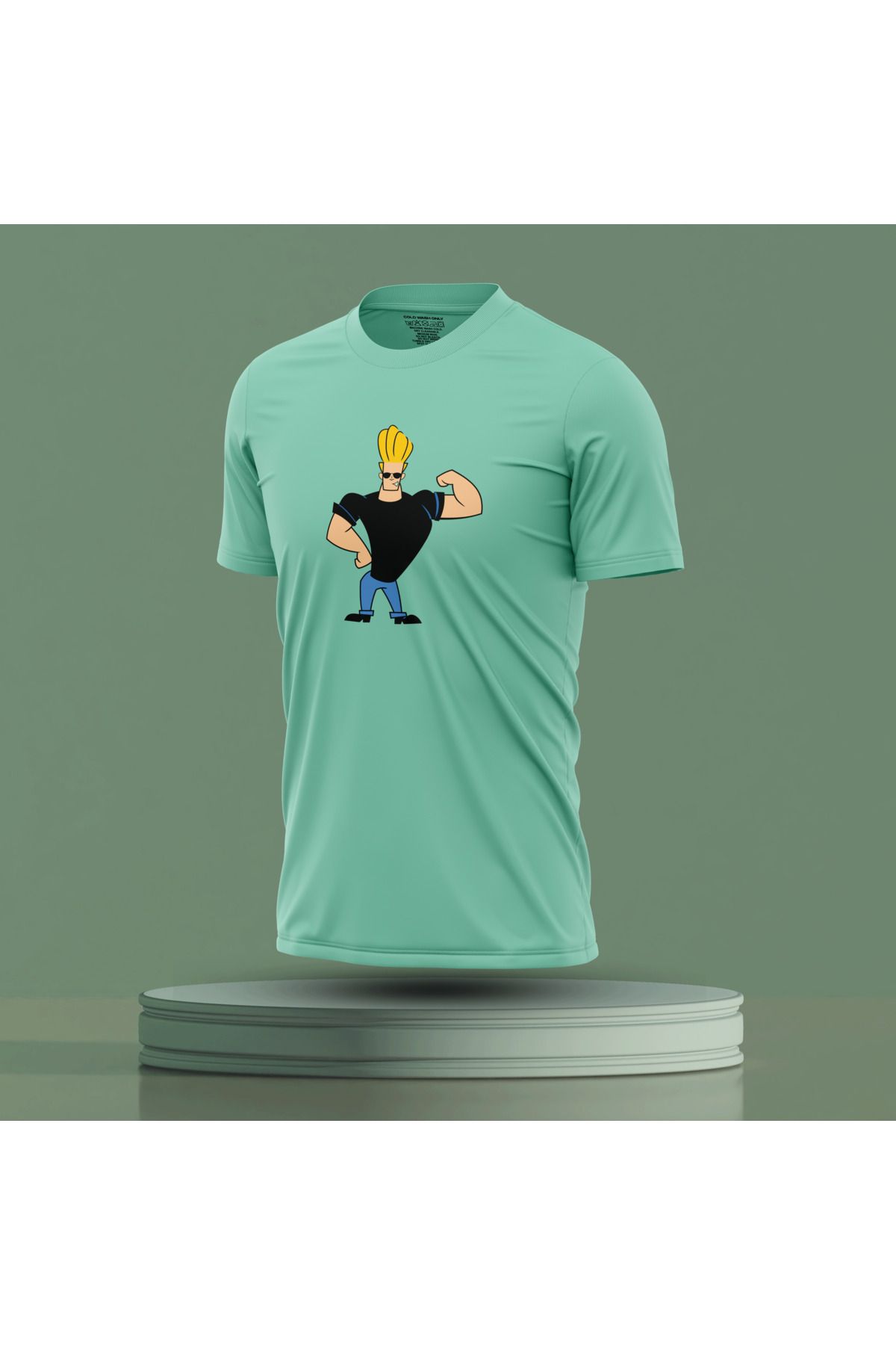 Bulvar Lee Erkek Sıfır Yaka Johnny Bravo Baskılı Yazlık T-Shirt