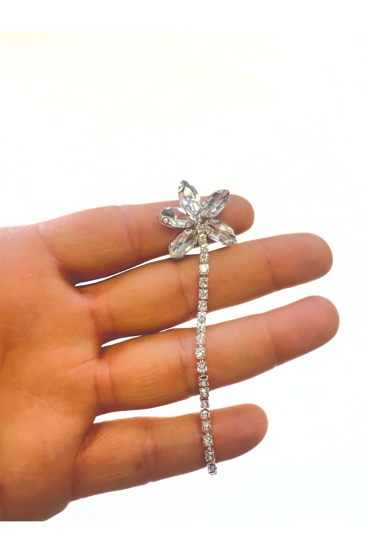 WeddingShopStone Ütüyle Yapışan Taşlı Motif Kristal Gümüş Aplik 1 adet