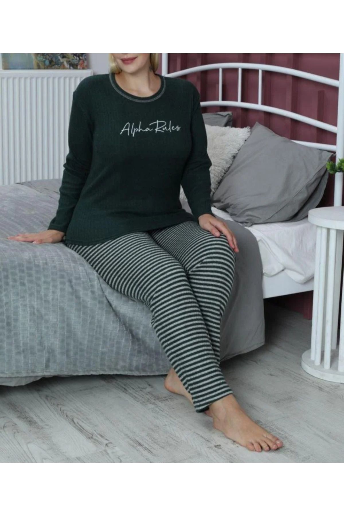 GÜLÇİNCE BÜYÜK BEDEN İNTERLOK PİJAMA TAKIMI