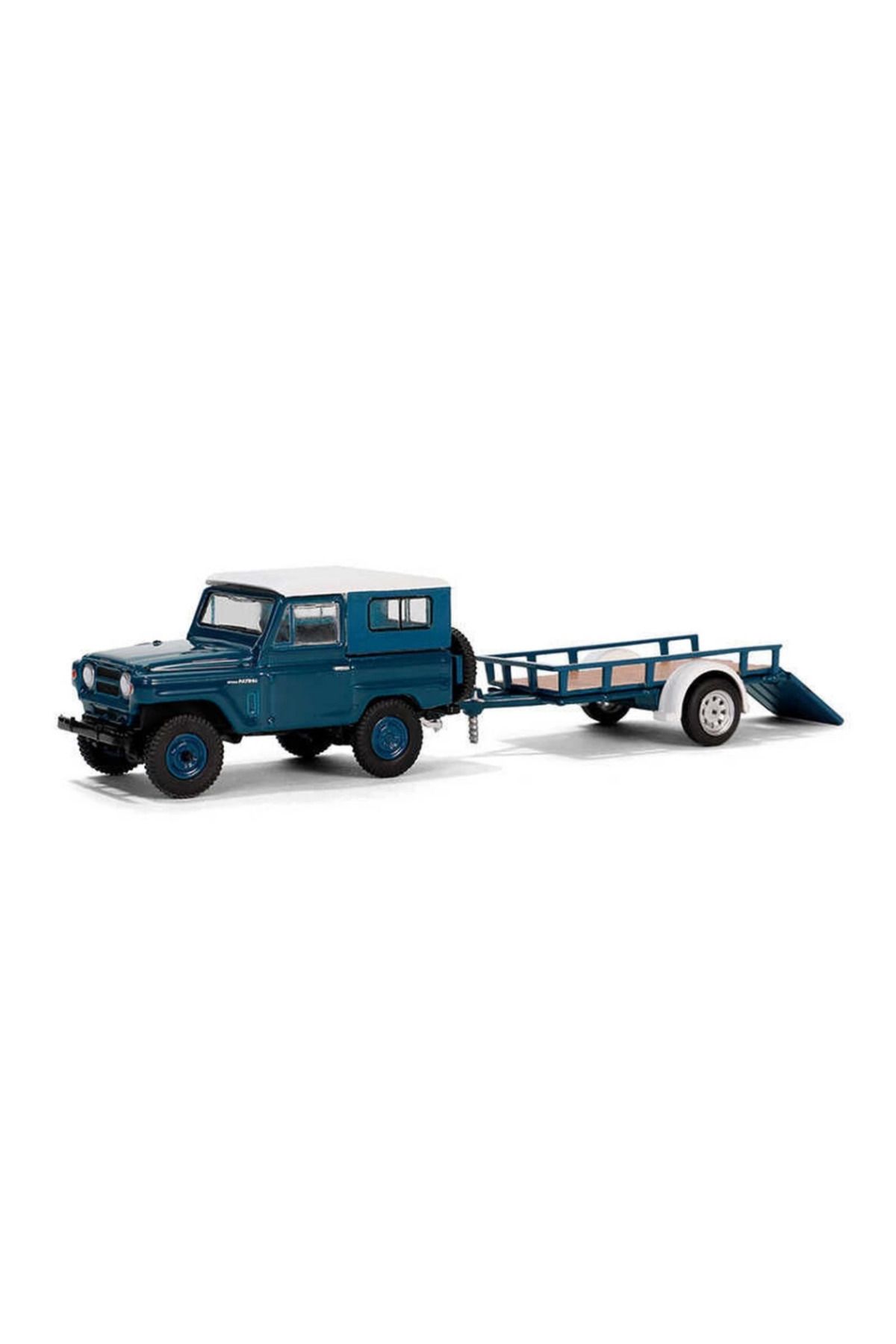 NessiWorld Greenlight 1/64 Hitch & Tow Series 31 - 1961 Nissan Patrol Hard Top with Utility Trailer