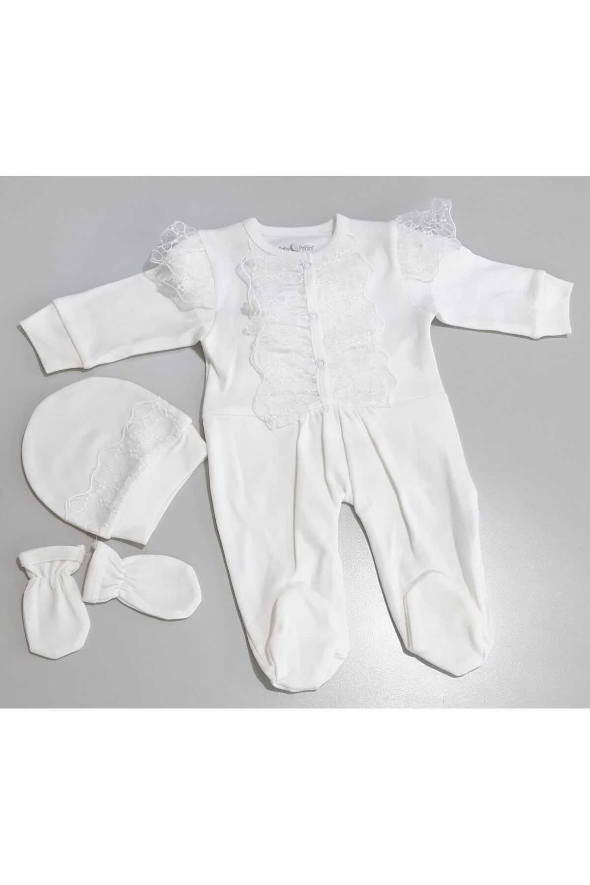 Sönmez Baby DANTEL ROBALI PENYE TULUM ÜÇ PARÇA KIZ BEBE TAKIMI