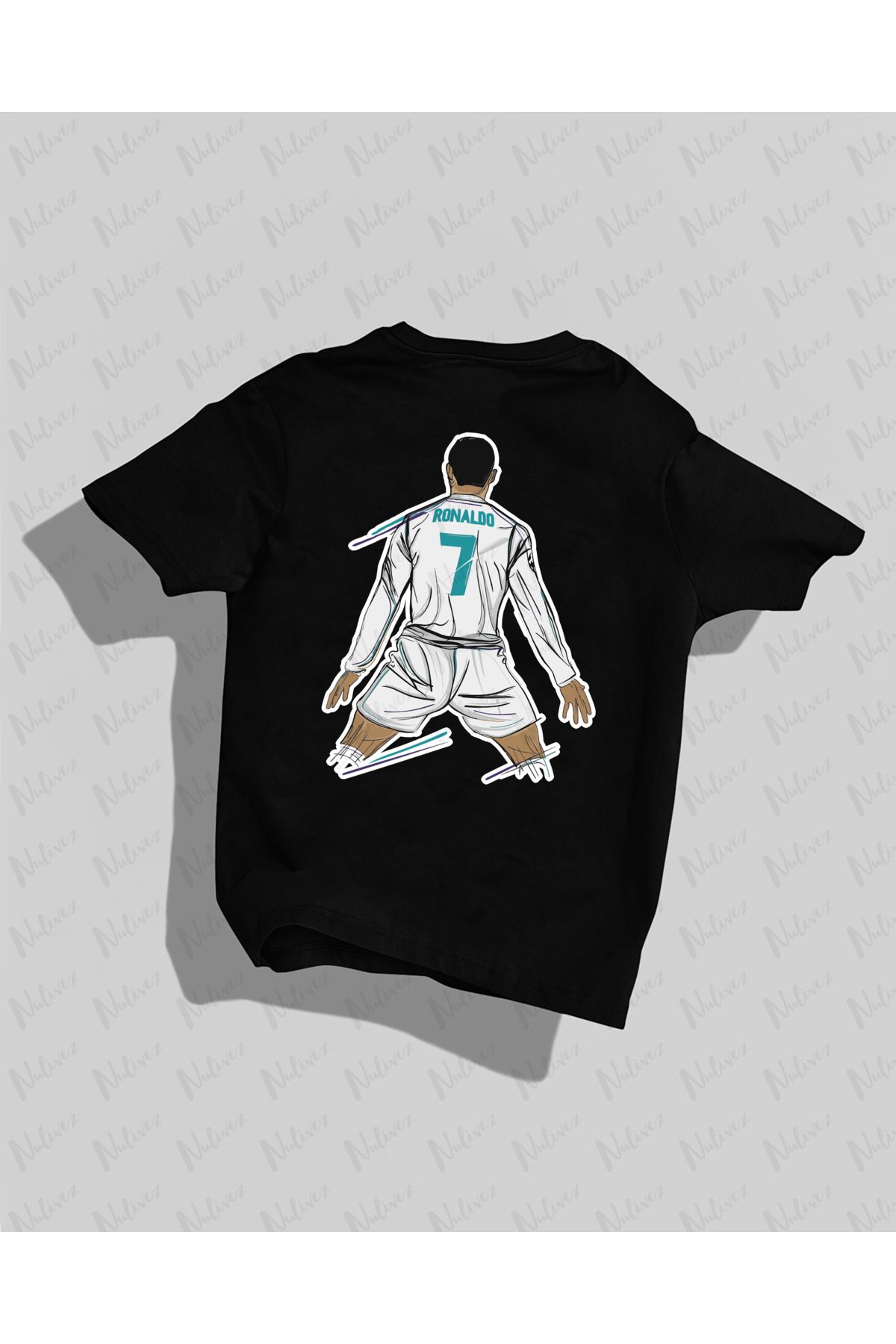 Nulivez Cristiano Ronaldo Tasarımı Baskılı Yüksek Kalite Kompakt Unisex Oversize T-Shirt