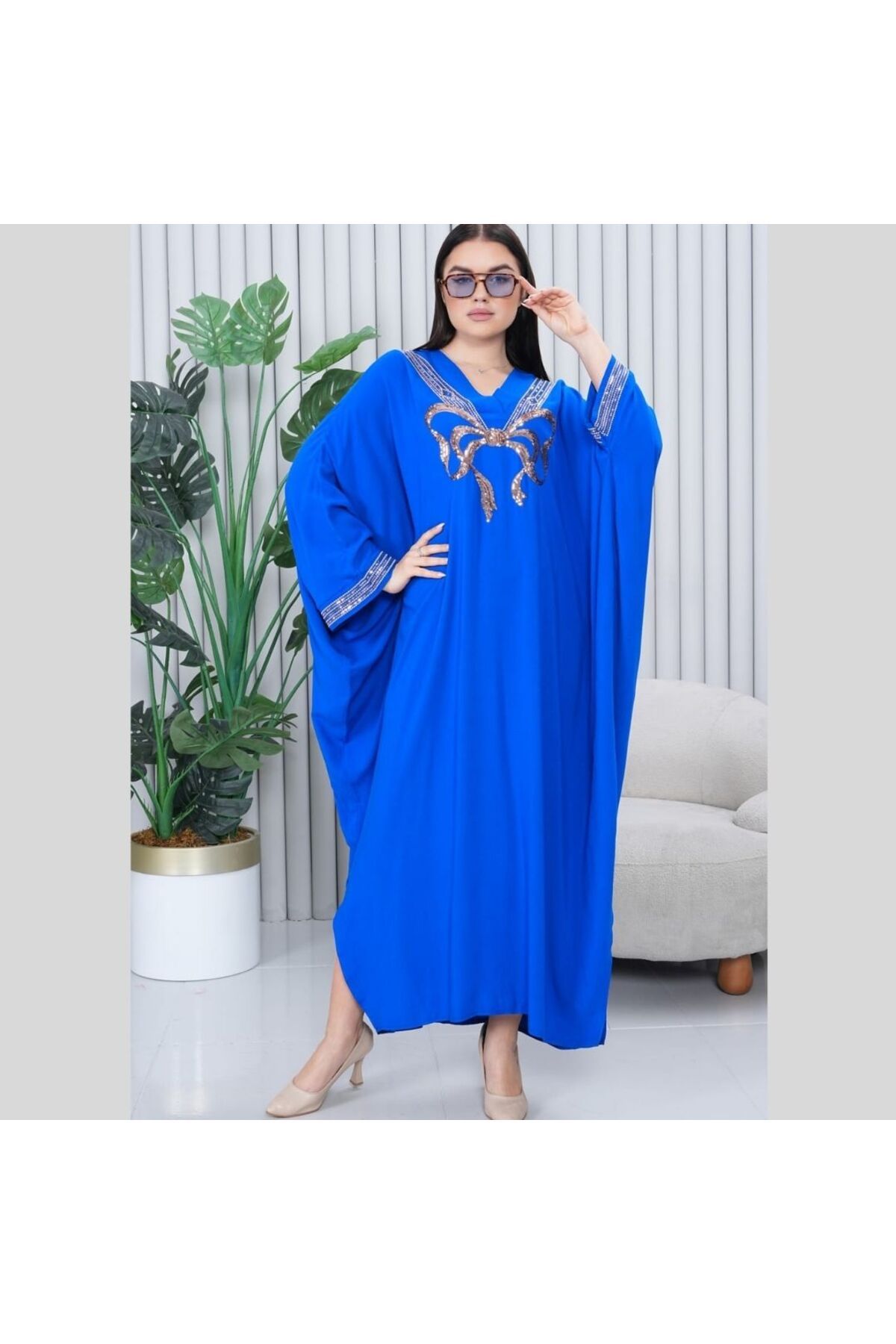 Eceyaman moda kadın pul işlemeli büyük beden elbise