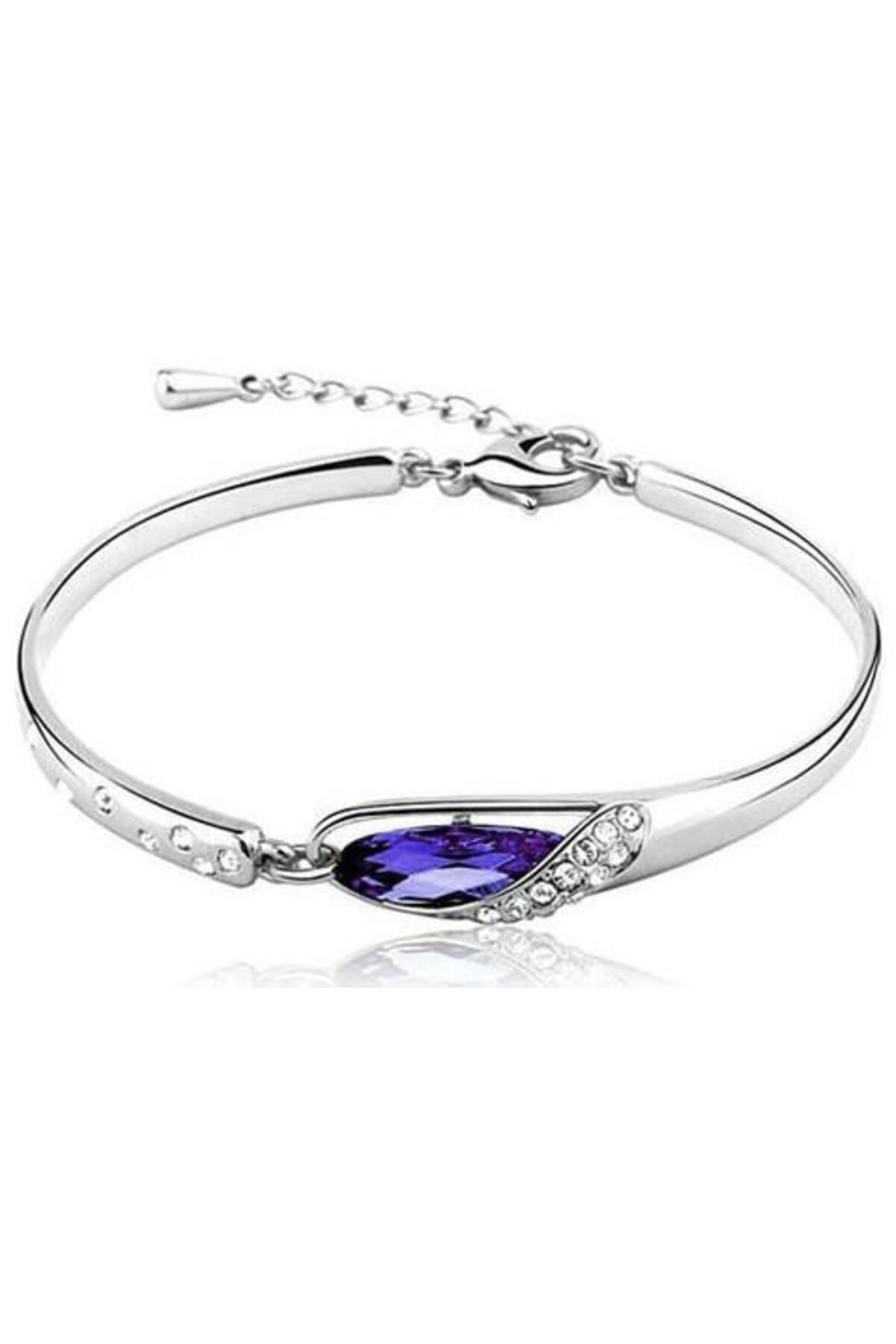 PİGADO Kristal Taşlı Metal Bileklik