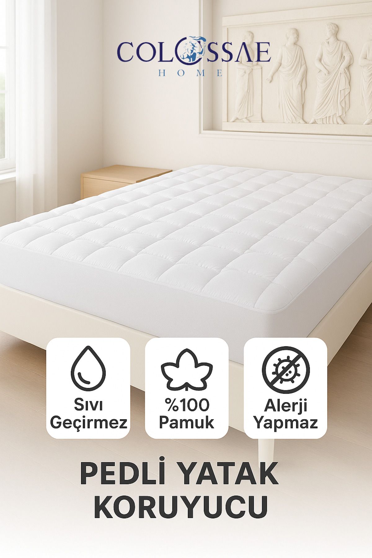 %100 Pamuk Fitted Yatak Pedi – Sıvı Geçirmez Yatak Koruyucu Alez (TEK VE ÇİFT KİŞİLİK)