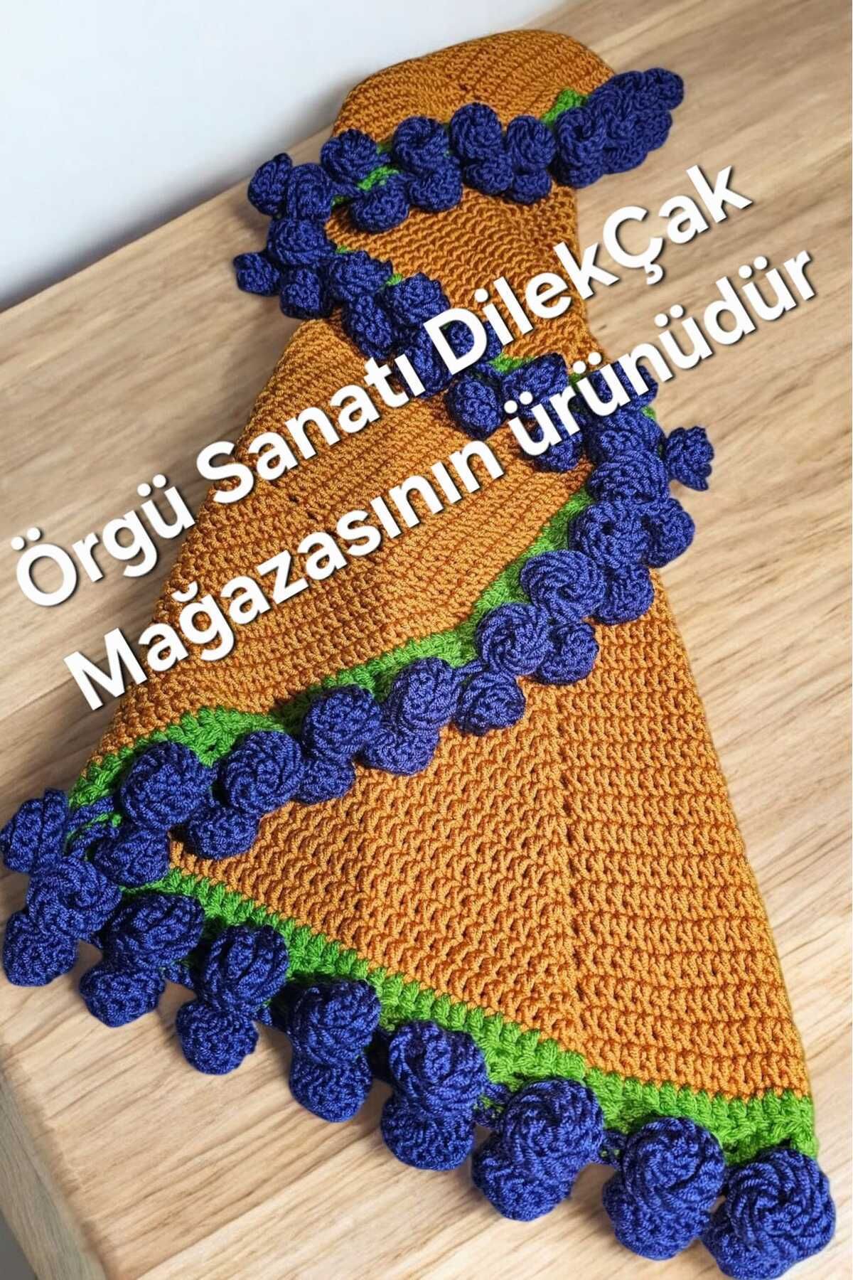 Örgü Sanatı DilekÇak Gründl Cotton Alman Bambusu Çiçek Buketi, 105 cm 64 Adet Çiçekli Battaniye, Buket Battaniye. Şal