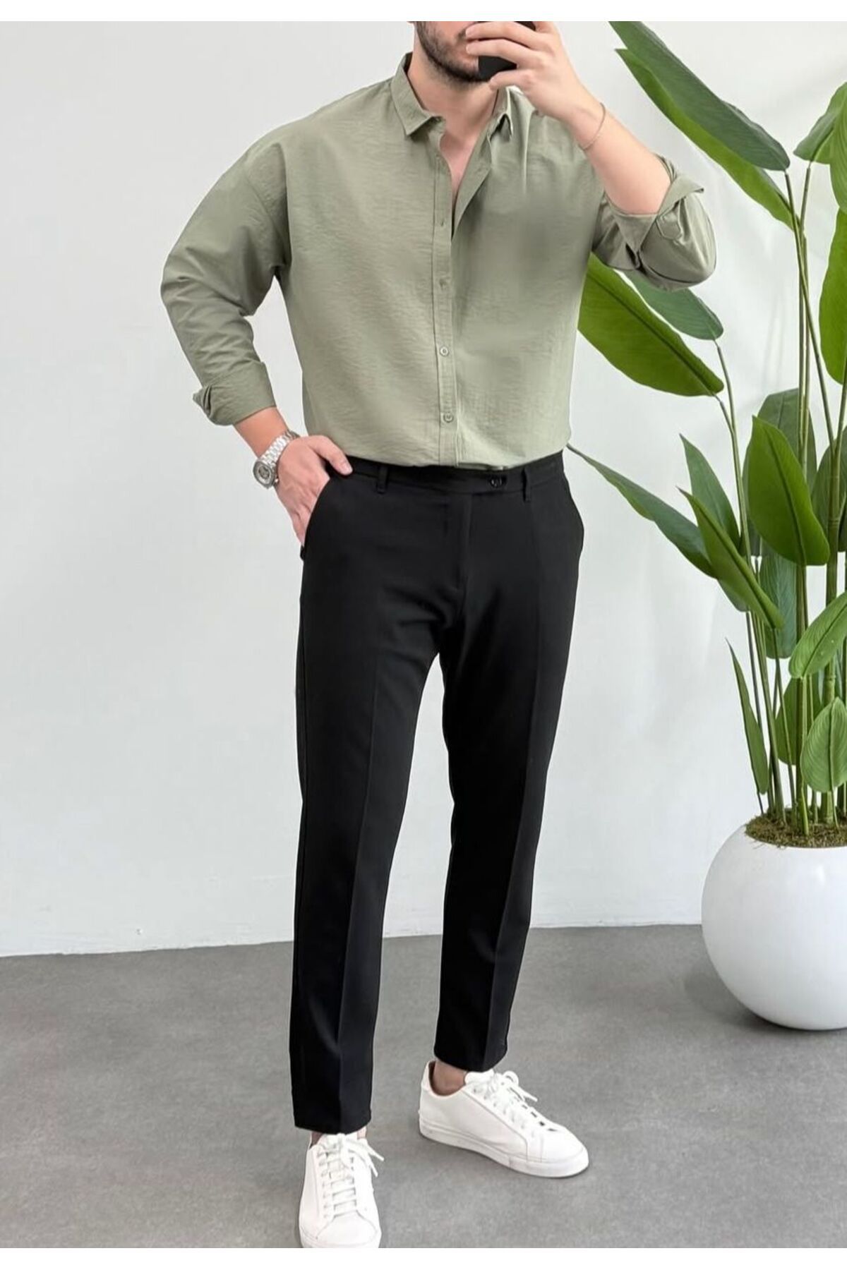 JACK CAPRİO Erkek Yeni Sezon Trend Louıs Kumaş Terletme Yapmayan Vücuda Yapışmayan Dökümlü Oversize Gömlek