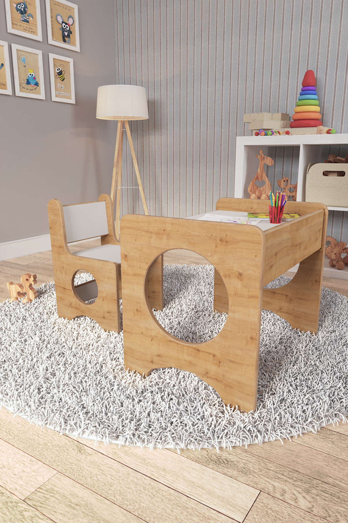 zeo wood design Montessori Çocuk Oyun & Aktivite & Çalışma Masa ve Sandalyesi fotoğrafı 2 (önizleme)
