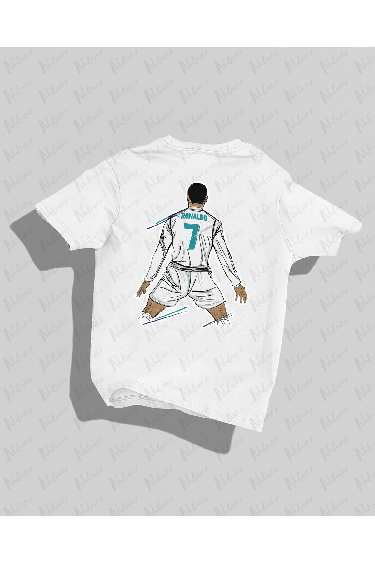 Nulivez Cristiano Ronaldo Tasarımı Baskılı Yüksek Kalite Kompakt Unisex Oversize T-Shirt