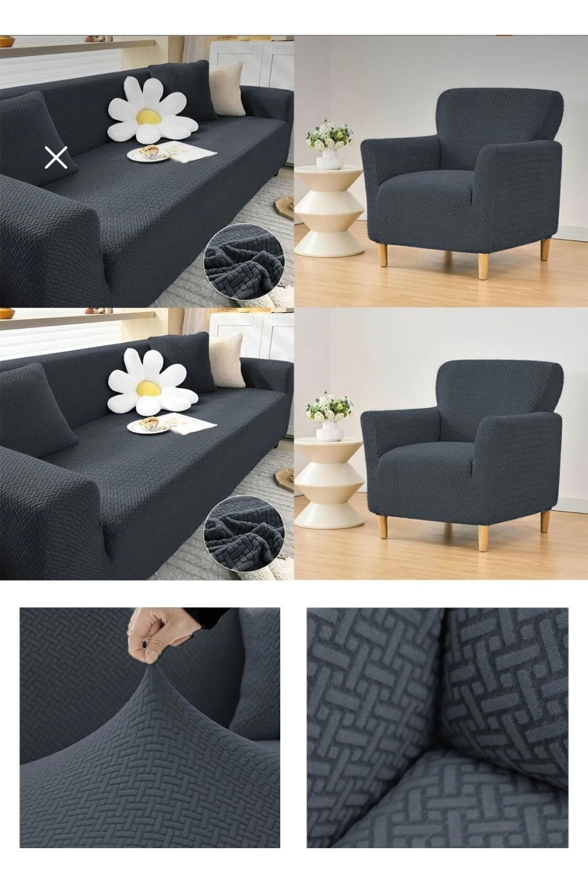 Muensu 3*3*1*1 Oturma, Kanepe, Çekyat Takımı, Oturma Grubu Örtüsü One Size 001
