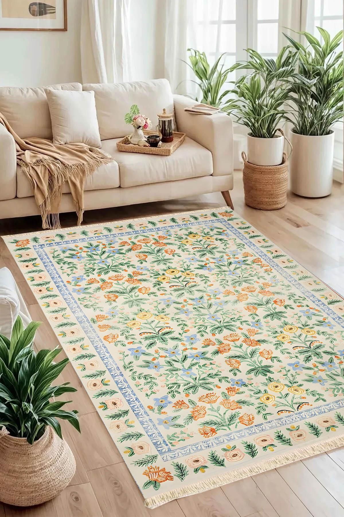 Markaev Flower Baskılı Dokuma Taban Halı 134 YNG