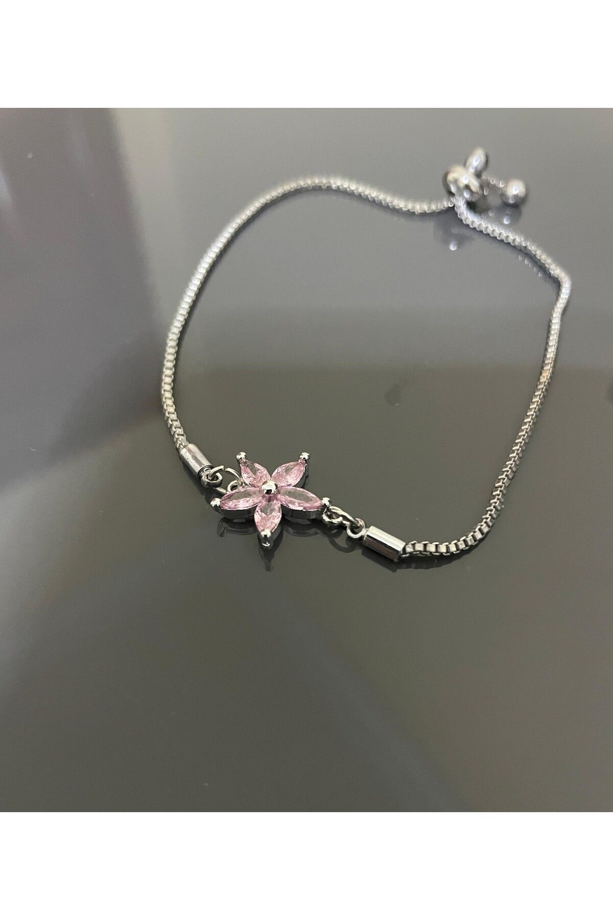 Kardelen Jewelry Zirkon Taşlı Pembe Lotus Bileklik