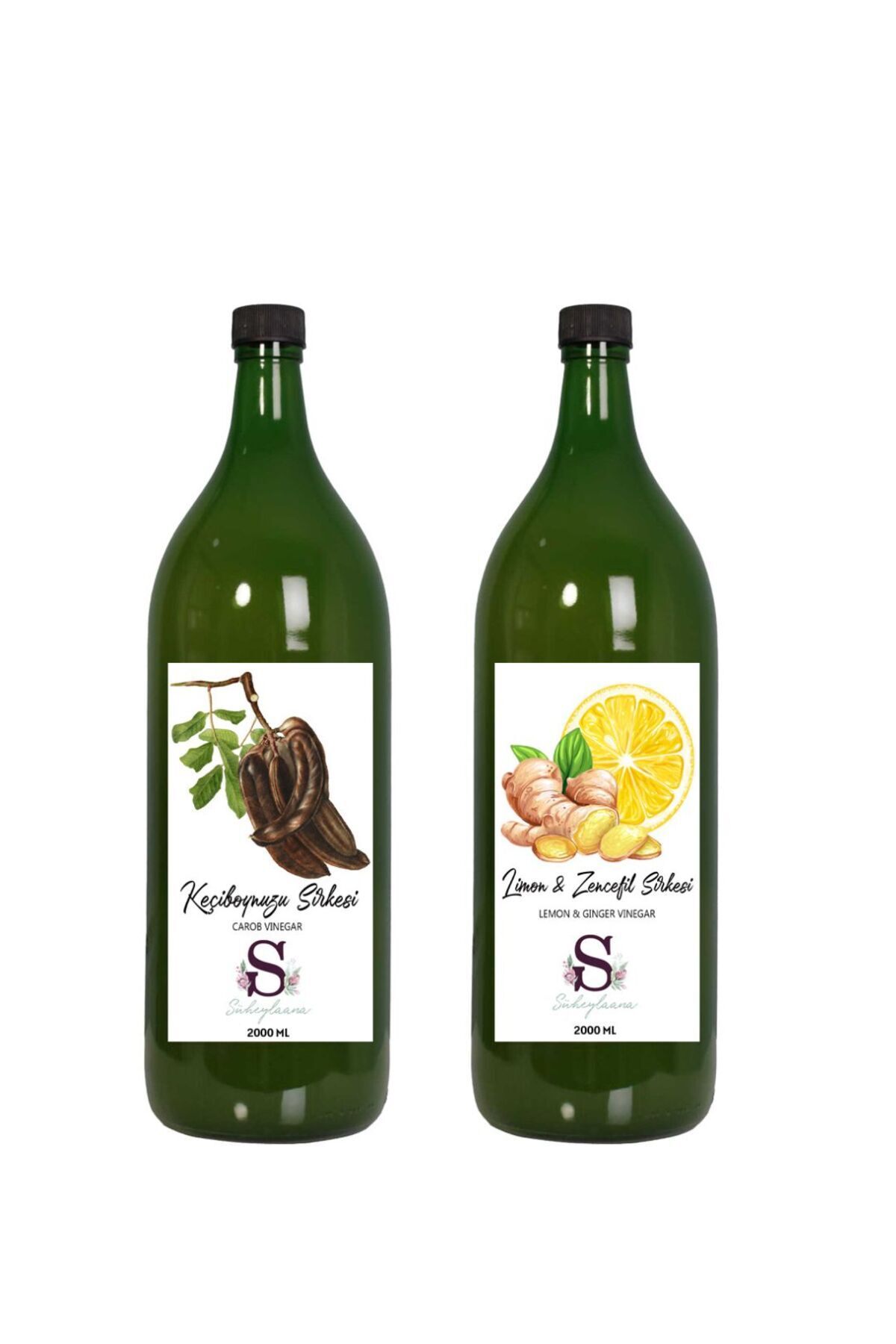 Süheylaana Doğal Keçiboynuzu Sirkesi 2000 Ml - Doğal Limon & Zencefil Sirkesi 2000 Ml