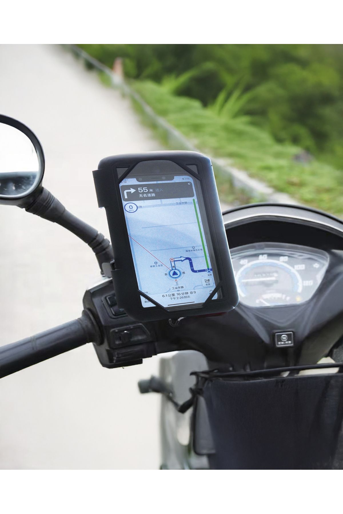 HY-820 Motosiklet Telefon Tutucu | 360° Ayarlanabilir | Şok Emici | Tüm Modellerle Uyumlu