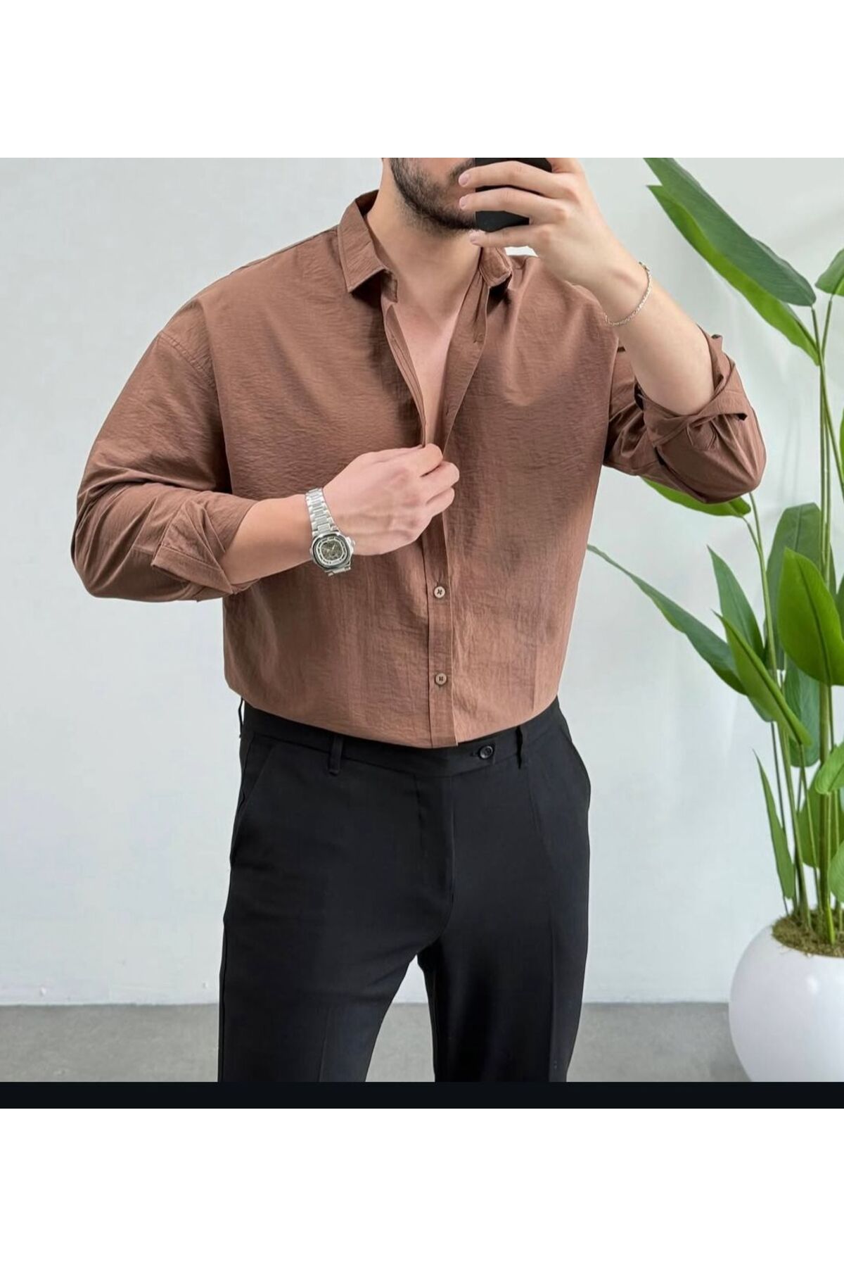 JACK CAPRİO Erkek Yeni Sezon Trend Louıs Kumaş Terletme Yapmayan Vücuda Yapışmayan Dökümlü Oversize Gömlek