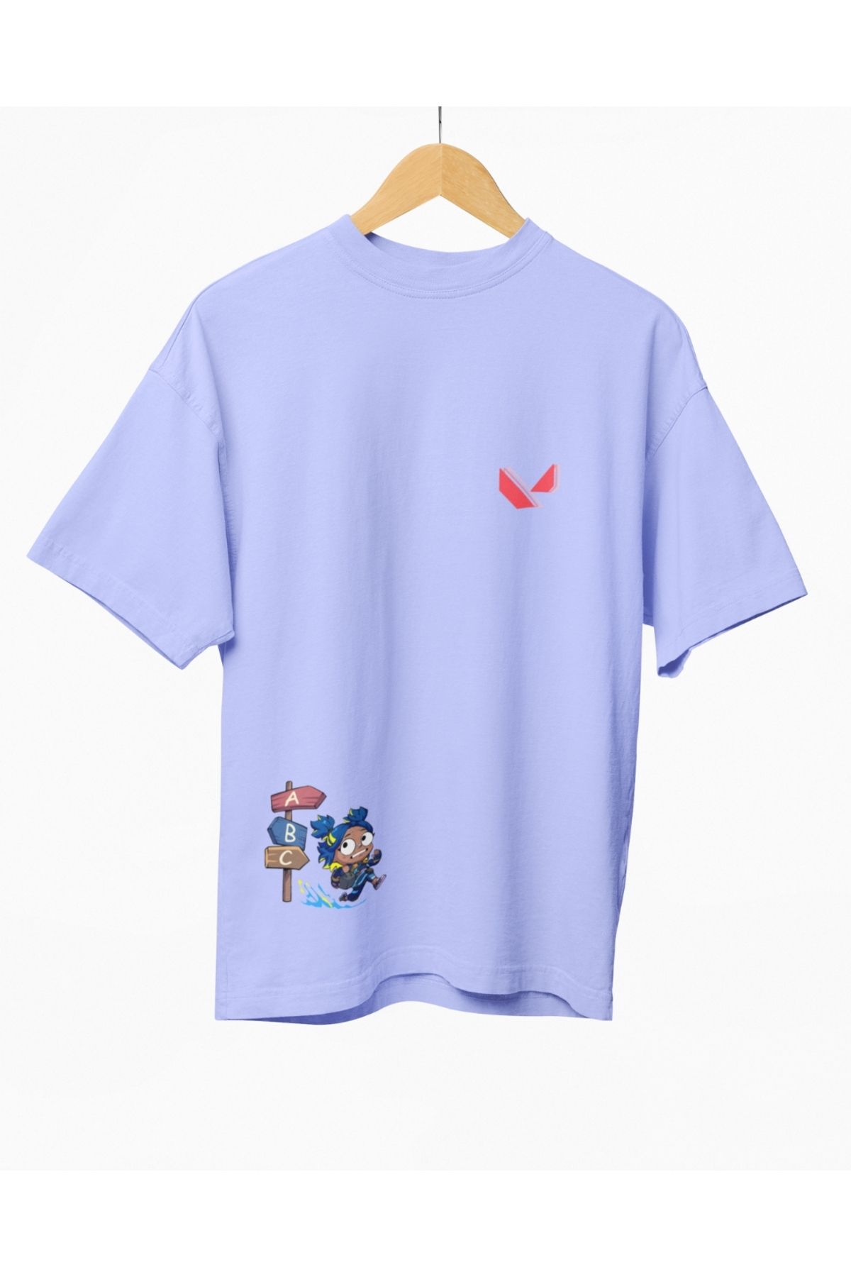 Mollis Valorant Neon Döndürme Kadın Baskılı Oversize T-Shirt