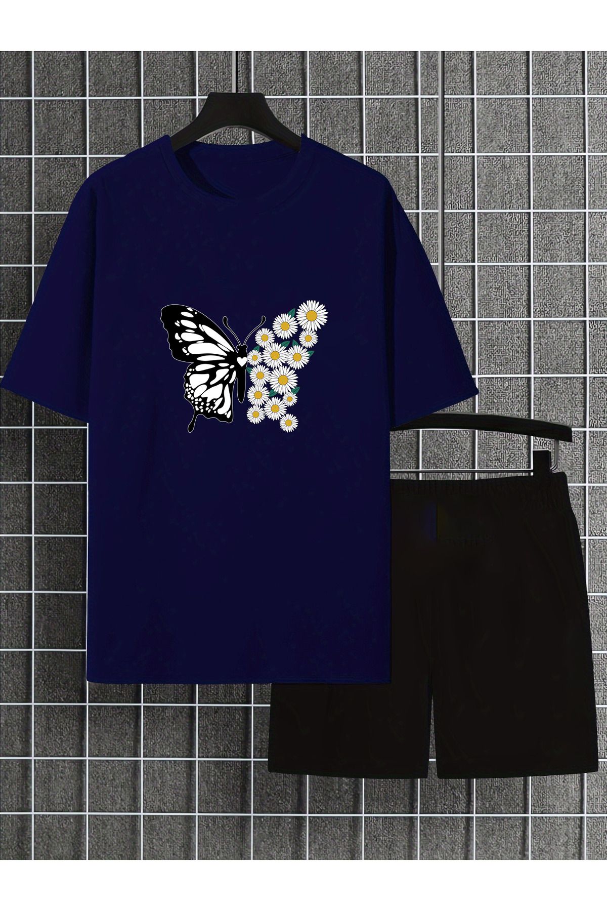 uyguntarz Unisex PAPATYAKELEBEK Tasarım Basklı Tshirt Eşofman Takımı