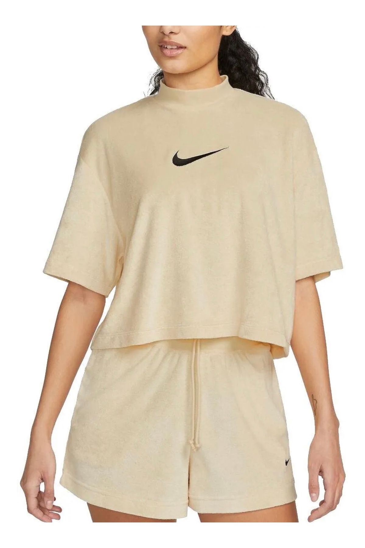 Nike Sportswear Mock-Neck Short-Sleeve Terry Short-Sleeve Kadın Tişört NDD SPORT
